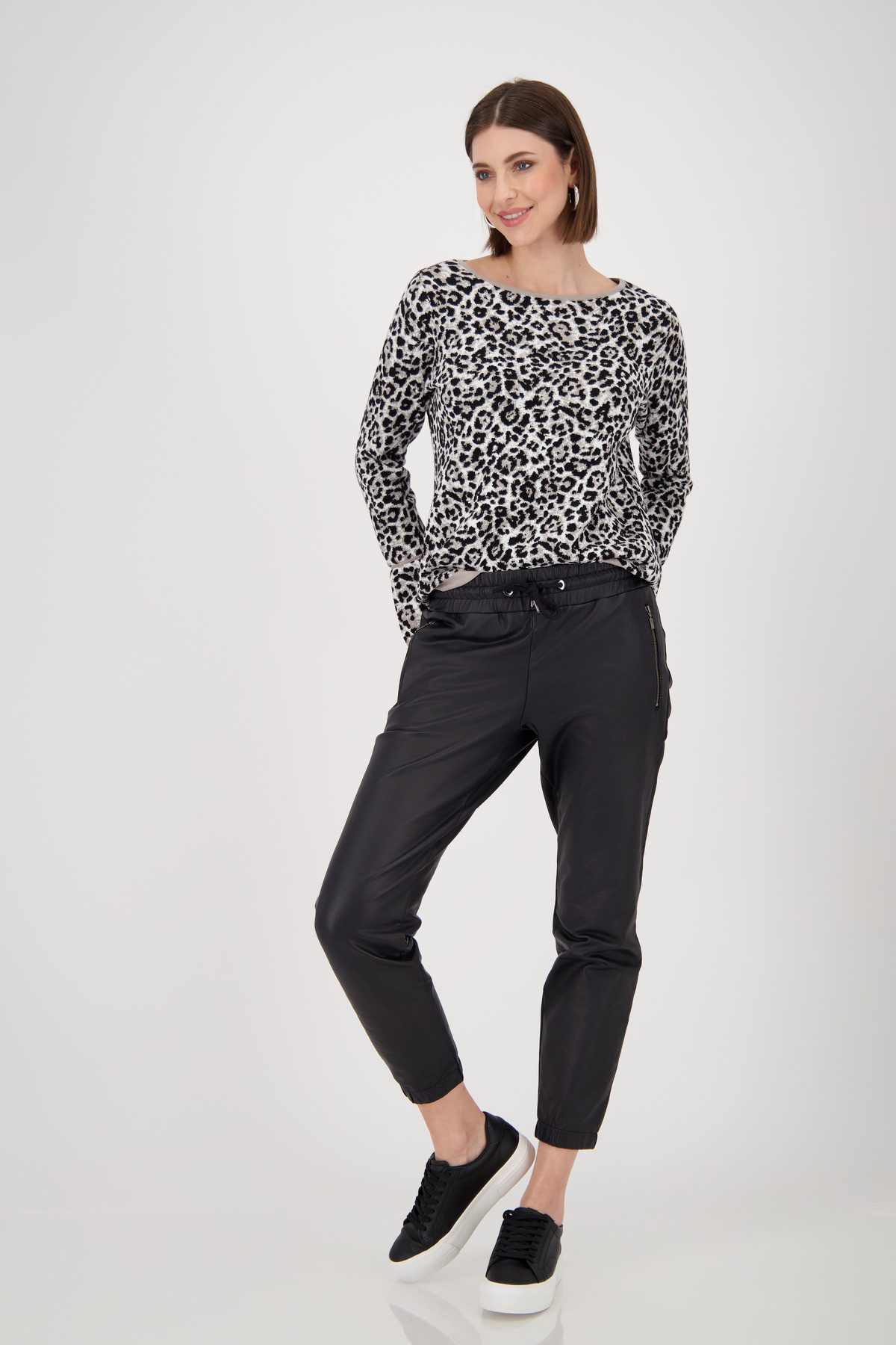 Monari Imitatieleren broek Lederlook