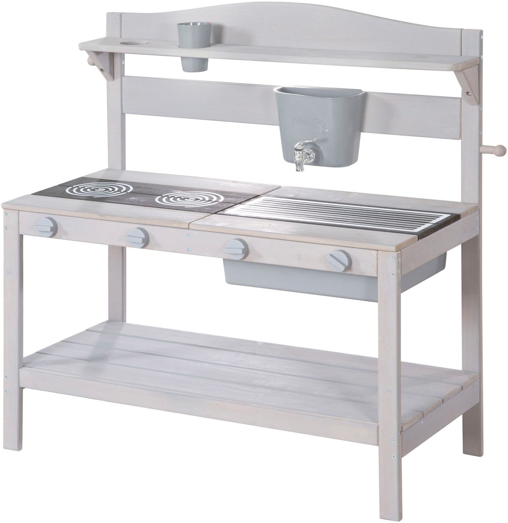 Roba® Outdoor-speelkeukentje Modderkeuken, grijs gelazuurd, van hout