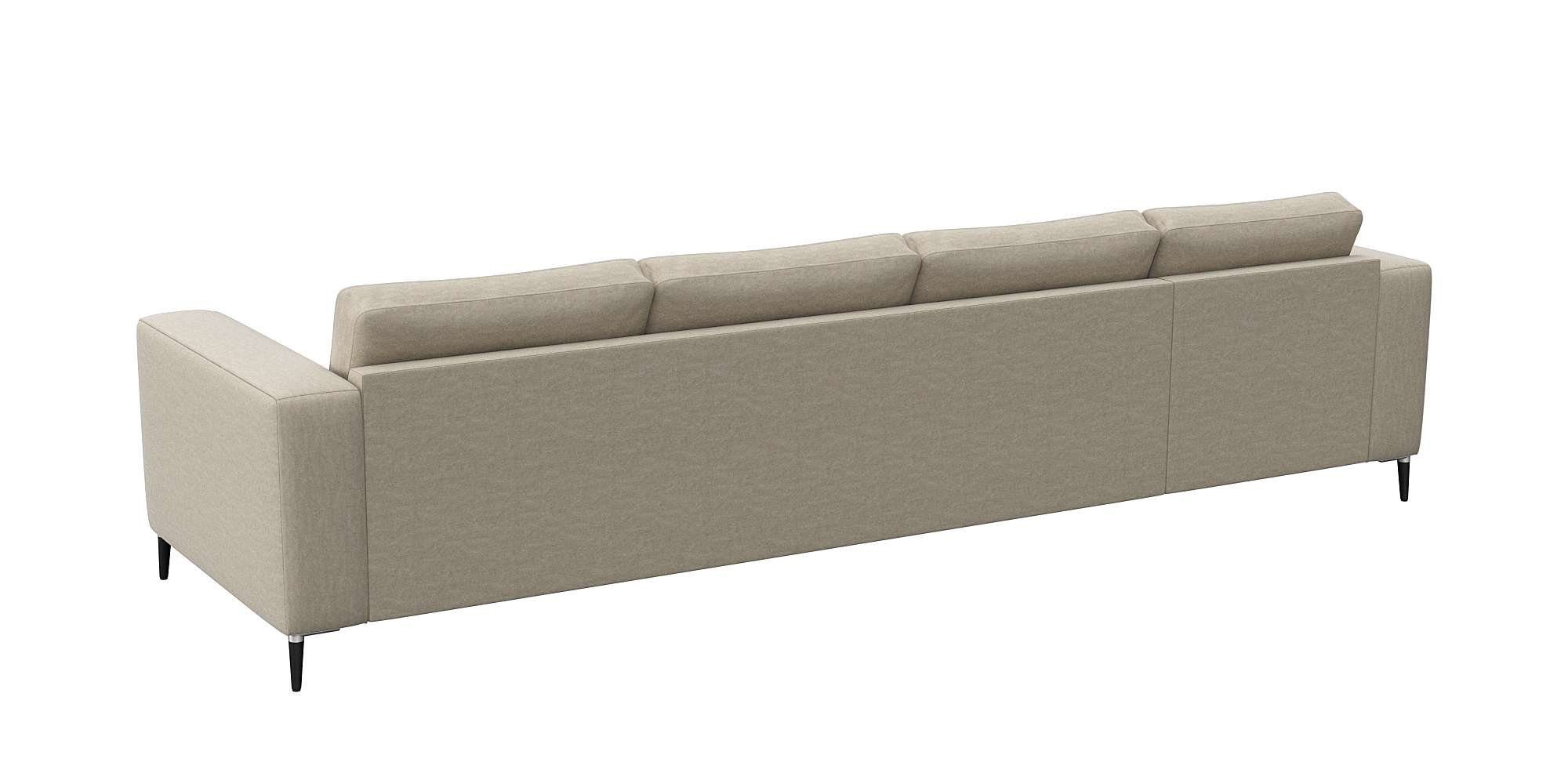 FLEXLUX Hoekbank Fiore, L-vorm brede armleuningen, koudschuim, poten aluminium + zwart