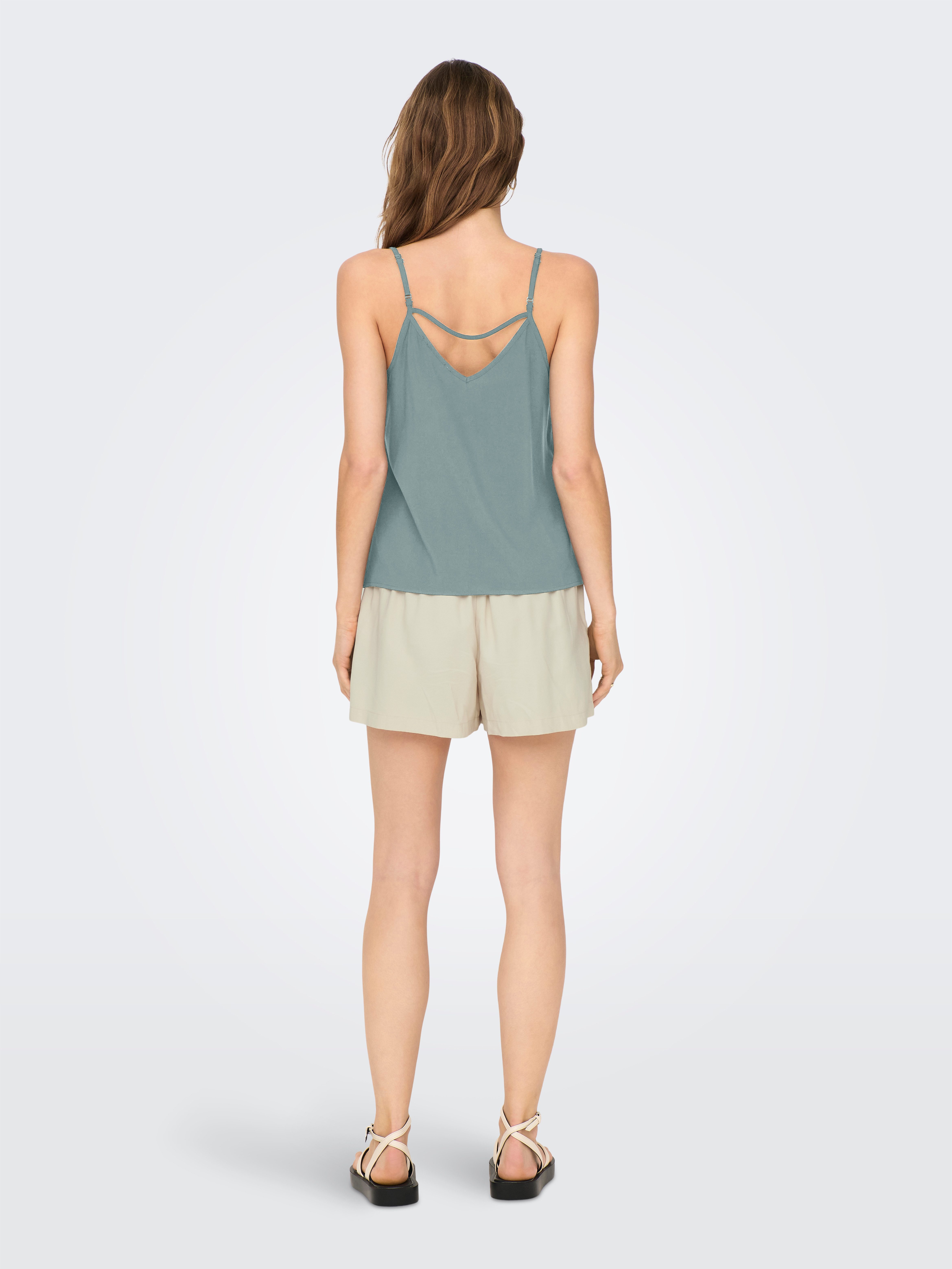 Only Top met spaghettibandjes ONLNOVA LIFE VIS PARIS SINGLET SOLID