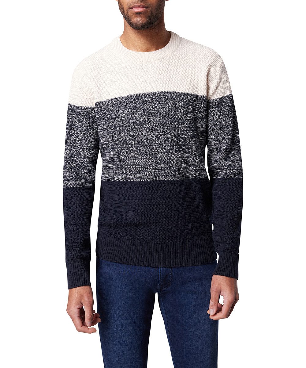 Pierre Cardin Trui met ronde hals in colorblocking look in onderhoudsvriendelijke breikwaliteit