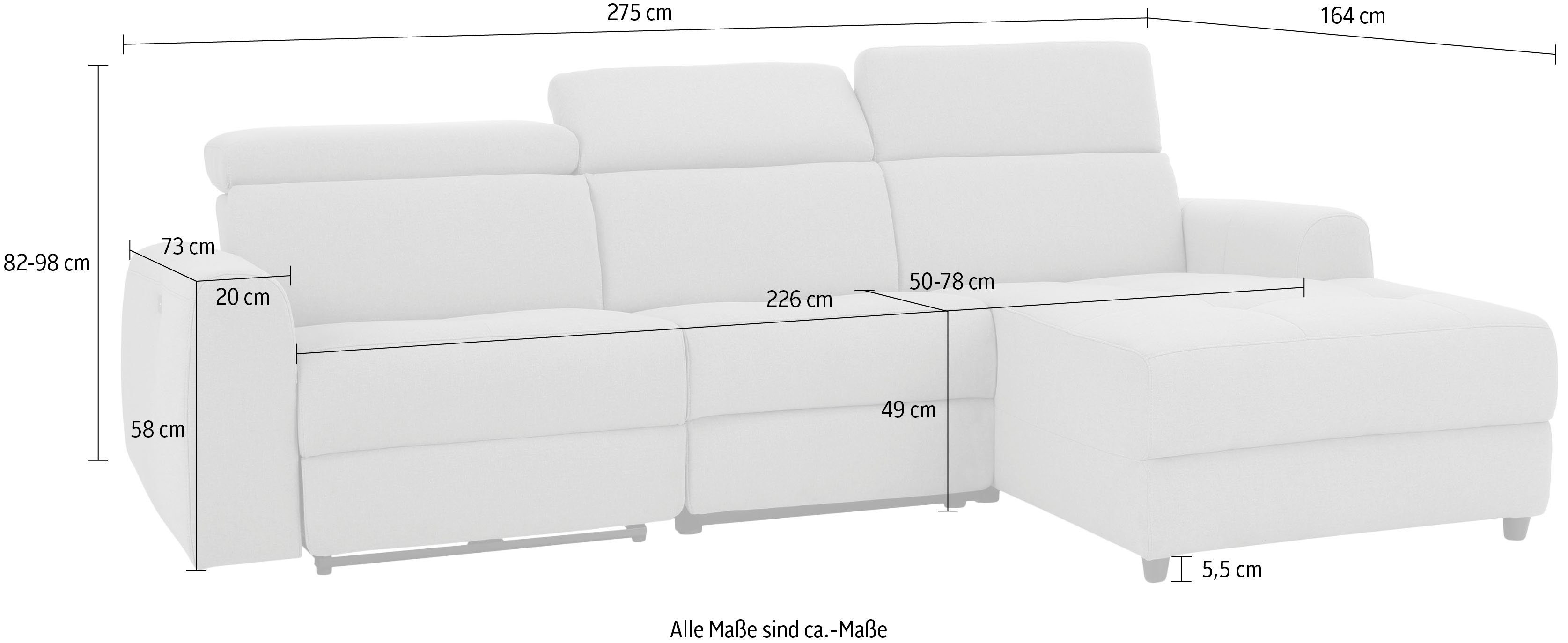 Home affaire Hoekbank Sentrano, L-vorm, 275 cm, man. of electr. relaxfunctie en usb/kopverstelling