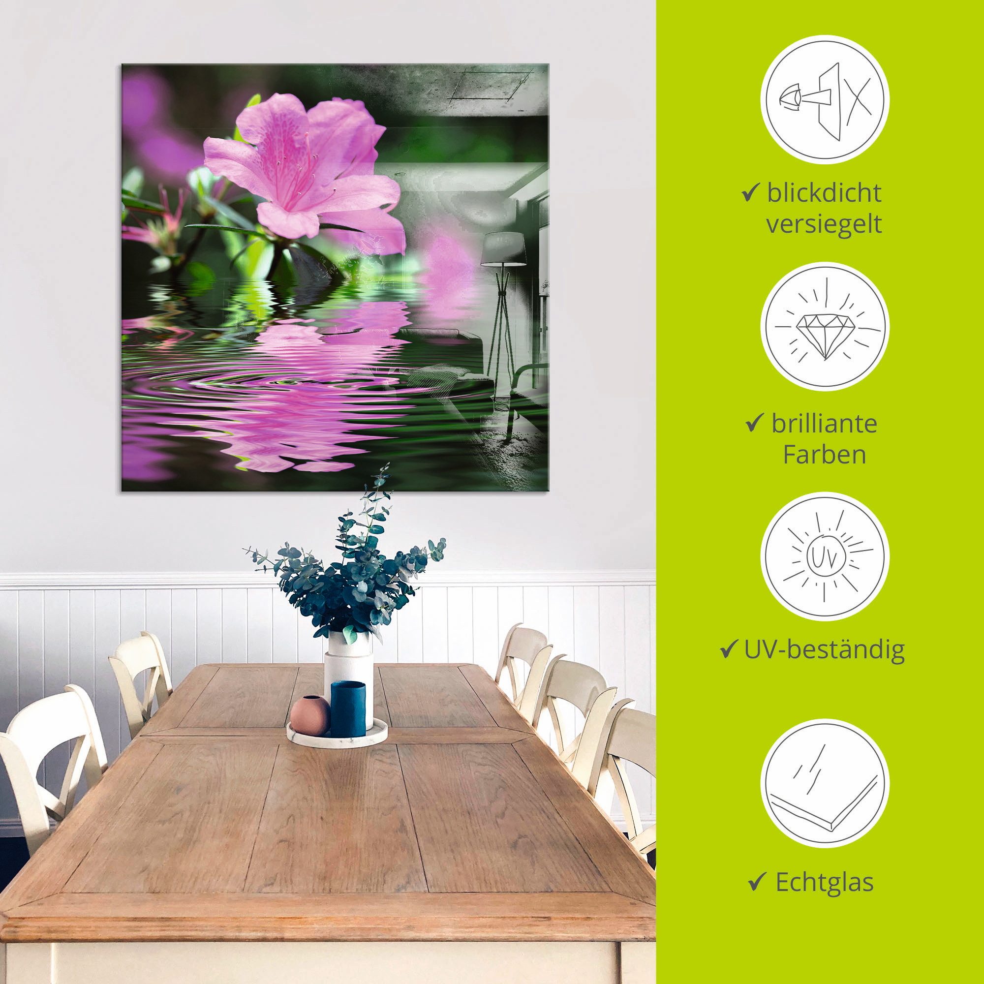 Artland Print op glas Azalee in verschillende maten