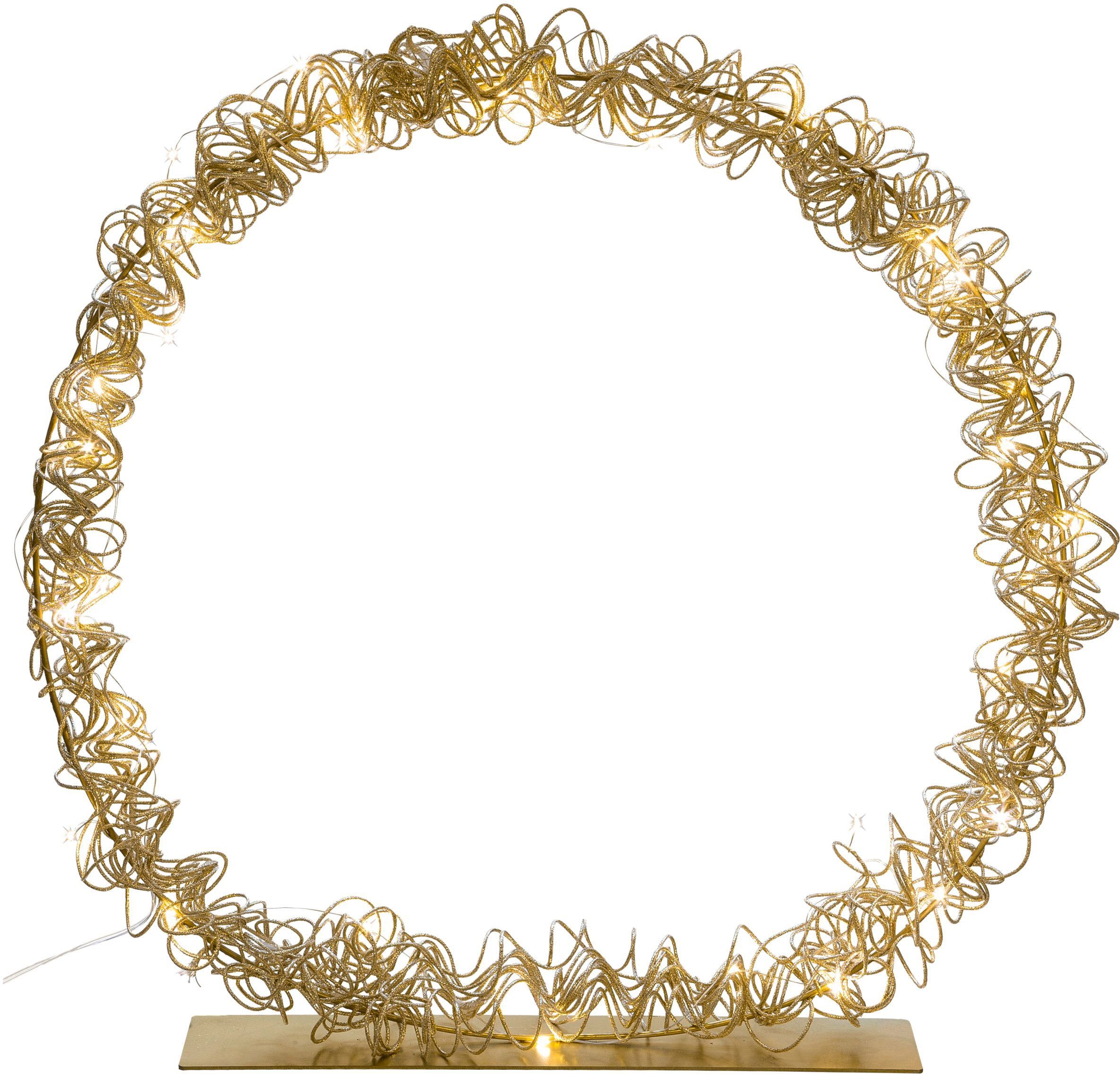 Creativ light Decoratief object Metaalen draad - ring met 35 led's, ø 45 cm, met timerfunctie (1 stuk)