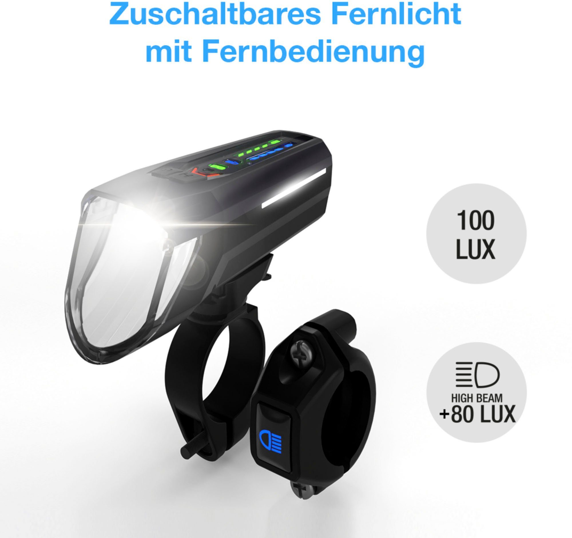 Fischer Fietskoplamp Led-accu frontlicht 100 lux groot licht