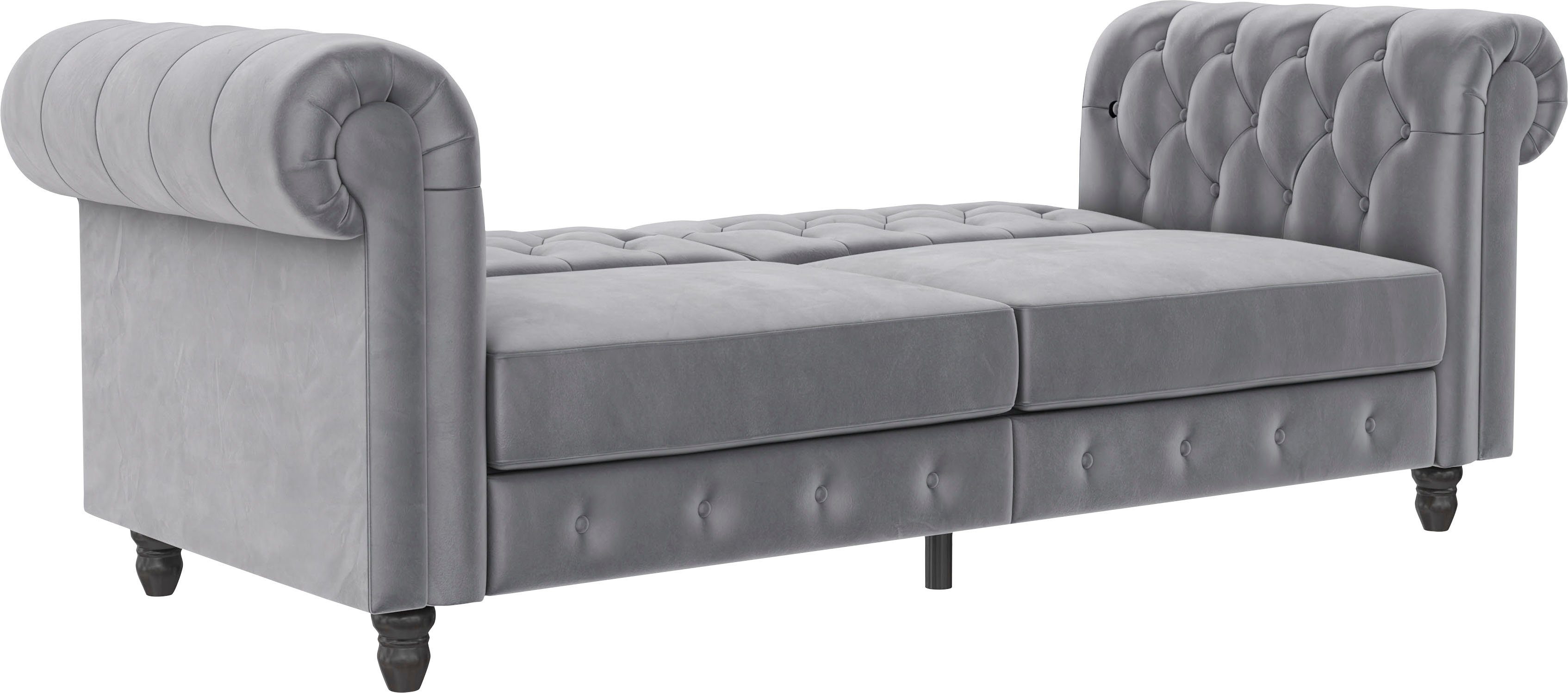 Dorel Home 3-zitsbank Felix, slaapbank 236 cm(ligoppervlak 108 x 190 cm), rugleuning 3-voudig verstelbaar, velours, kunstleer, luxe vintage microvezel
