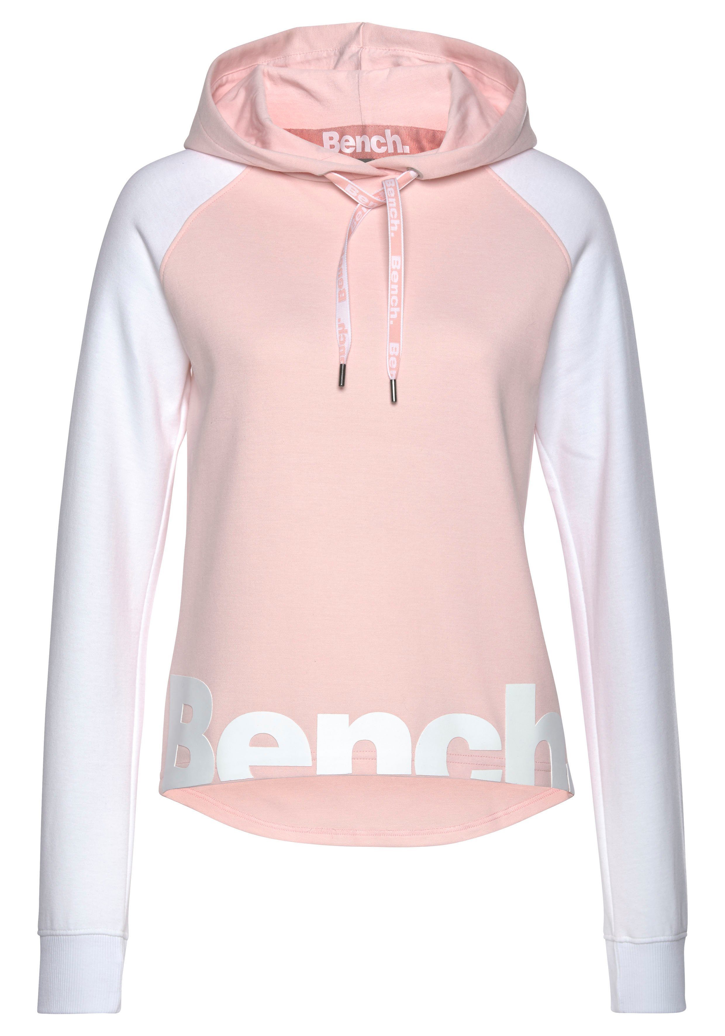 Bench. Loungewear Hoodie met kleurafgebakende mouwen en logoprint, loungepak, hoodie