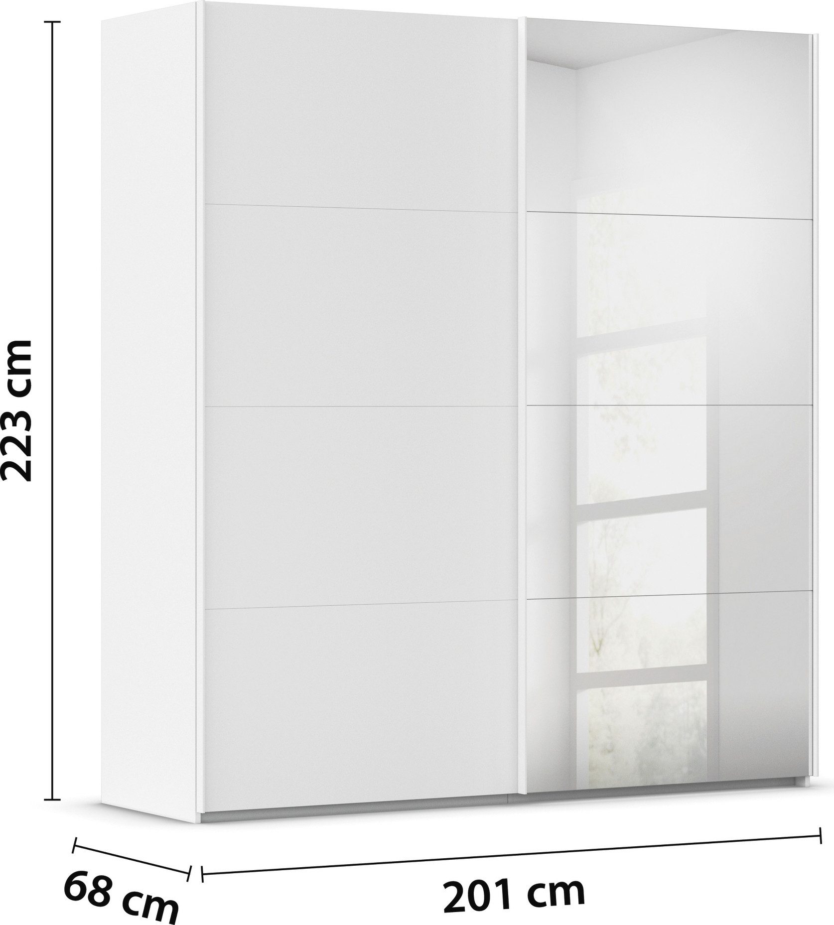 rauch Schuifdeurkast Kledingkast Kast Garderobe Slaapkamerkast EVELYN in elegante stijl met spiegel 5 breedtes veel opbergruimte made in germany