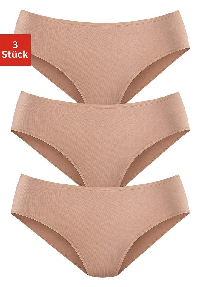 Lascana Jazz-hipsters Hoogwaardige modalkwaliteit (3 stuks) dames slips maat 32/34 beige