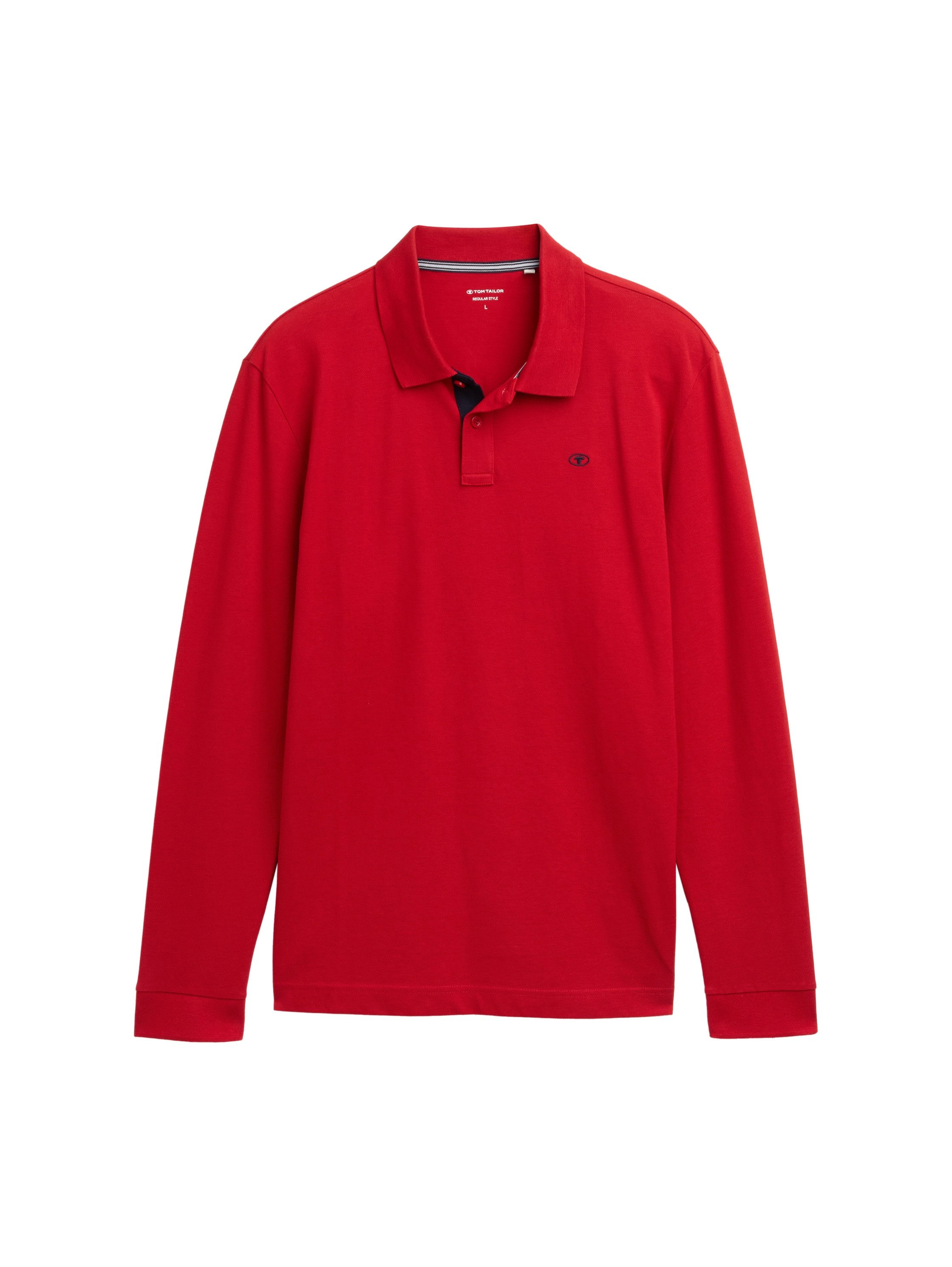 Tom Tailor Poloshirt met lange mouwen met logoborduursel