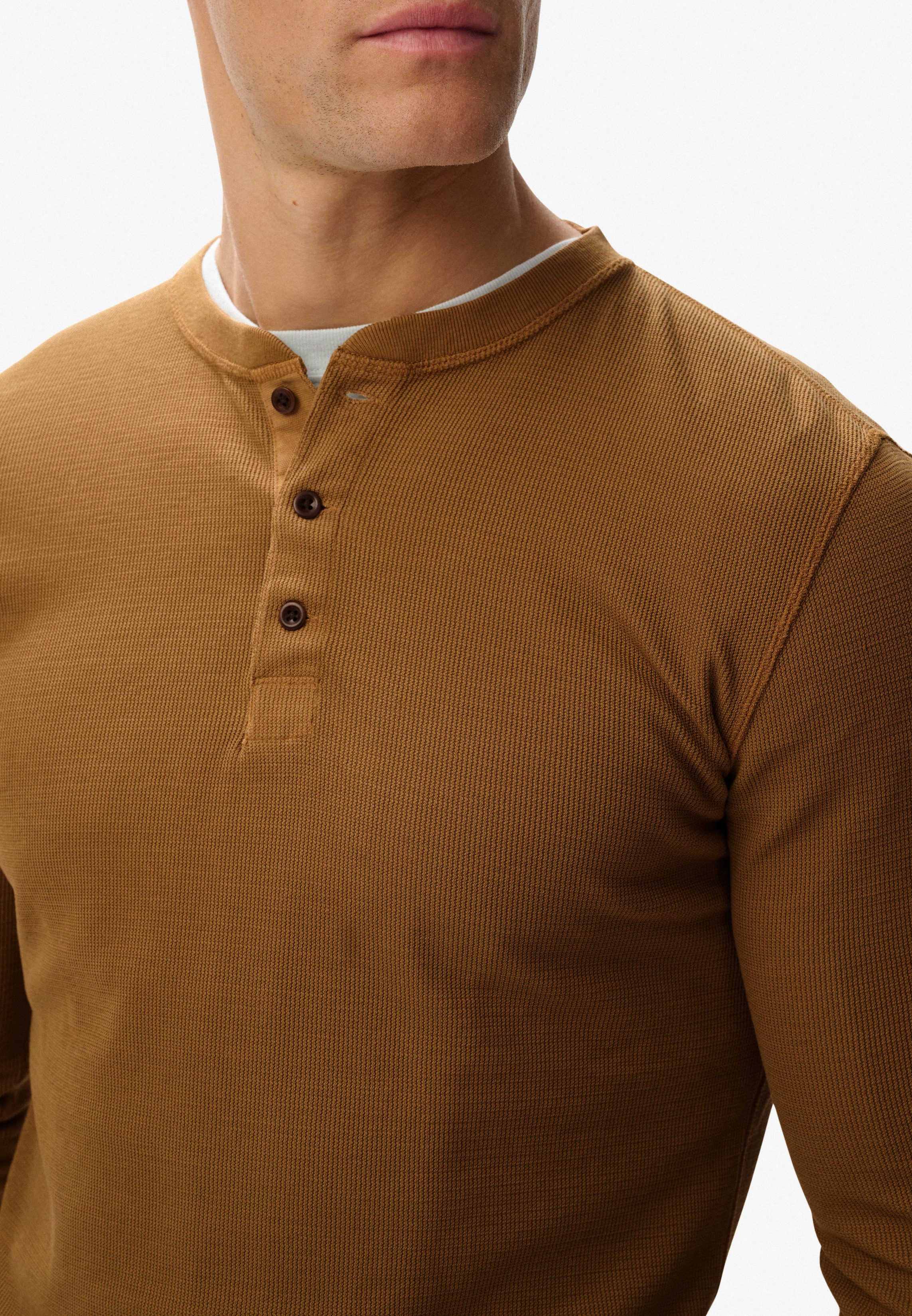 Superdry Shirt met lange mouwen WAFFLE LONG SLEEVE HENLEY TOP