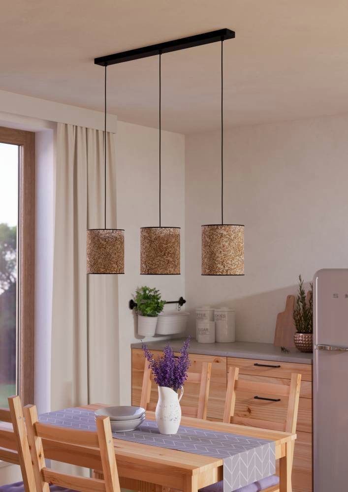 EGLO Hanglamp BUTTERBURN Hanglamp, eetkamerlamp, textiel met berkenbladeren, hanglamp (1 stuk)