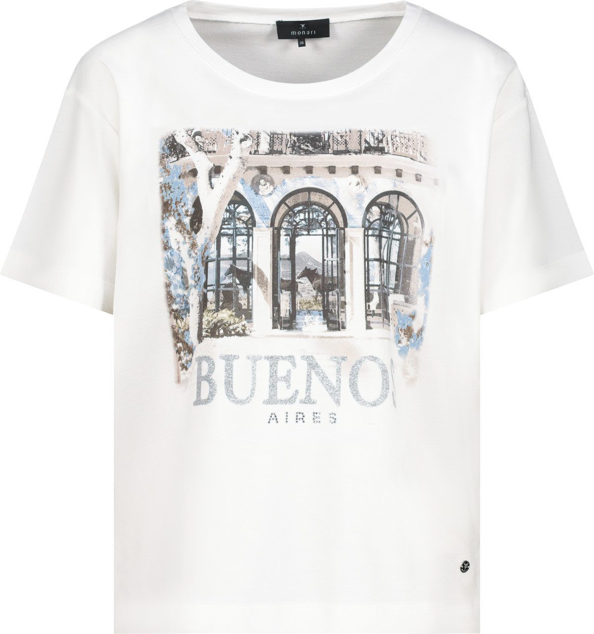 Monari T-shirt Shirt Lodge print Met een ronde hals