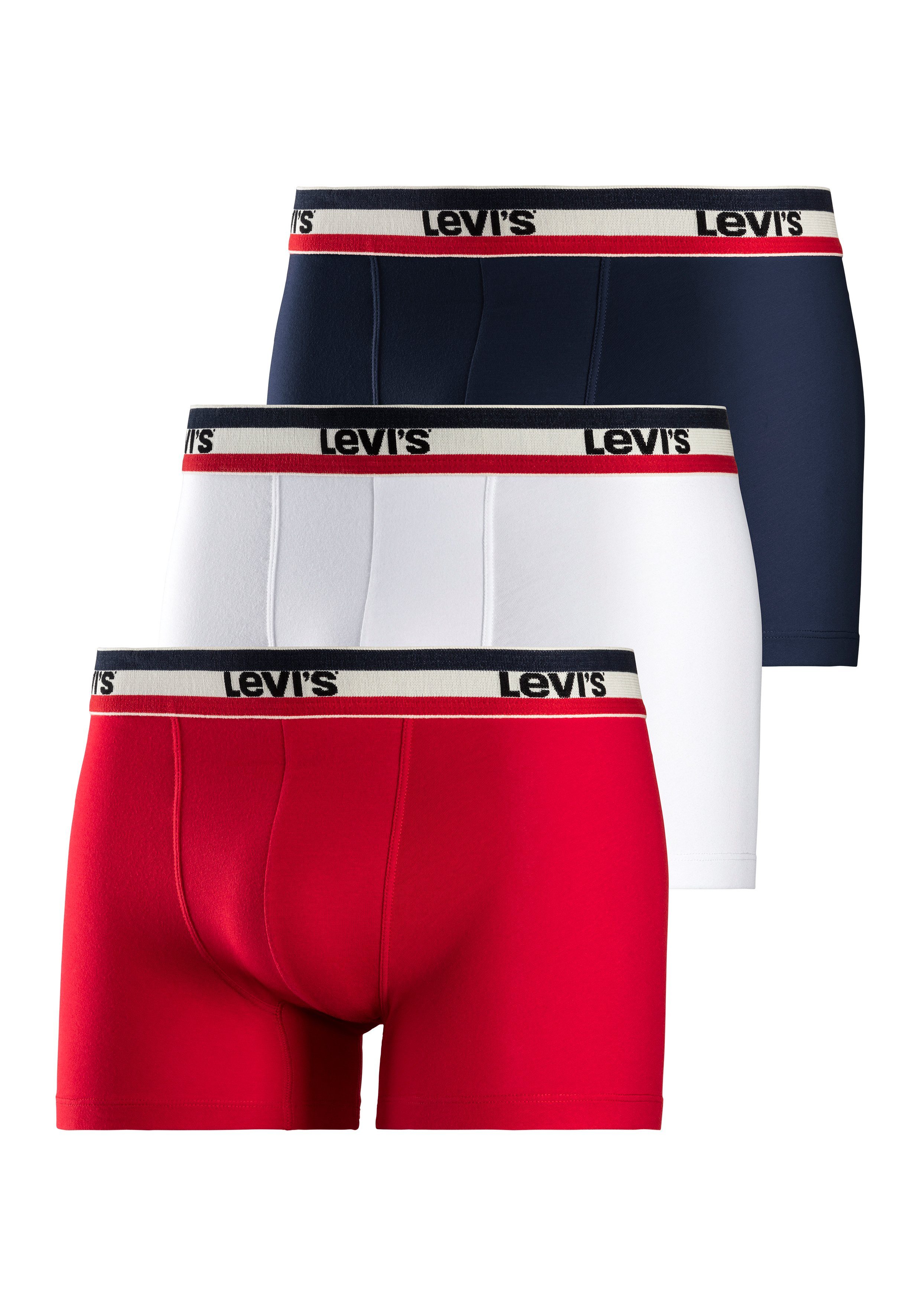 Levi's Boxershort met contrasterend logo-tailleband (3 stuks) heren boxershorts maat S blauw
