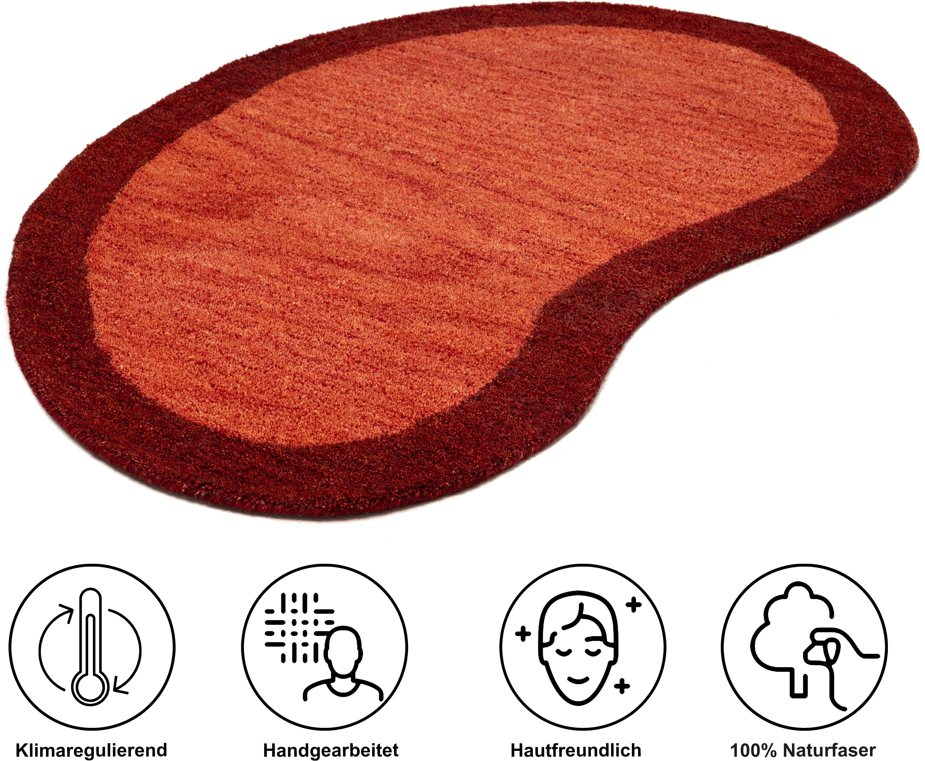 THEKO Wollen kleed Gabbeh super, Handgeweven vloerkleed, randdessin, zuivere wol, met de hand geweven