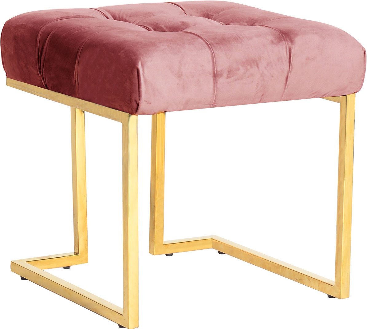 Kayoom Hocker Kruk Rarity 125 hoekig, fluweelzacht, doorgestikt, met sierknopen, edelstalen...