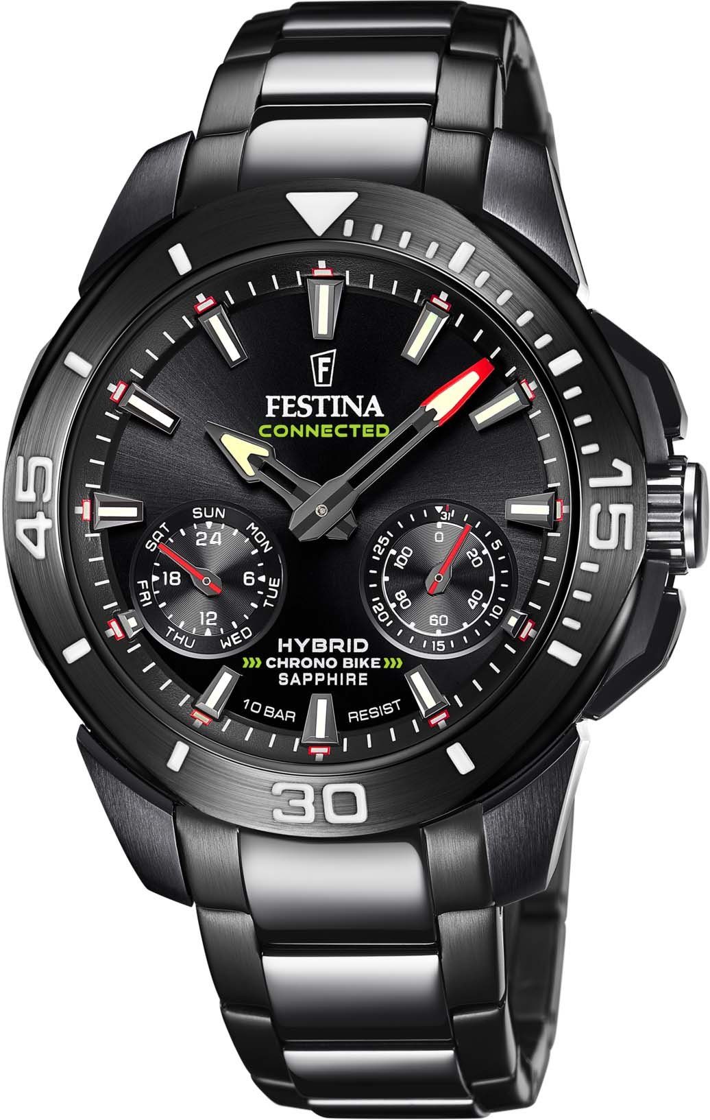Festina Chronograaf Chrono Bike Connected - Special Edition Polshorloge, quartz, herenhorloge, stopwatchfunctie, ideaal als cadeau (set, 3-delig, Horloge met verwisselbare band en gereedschap)