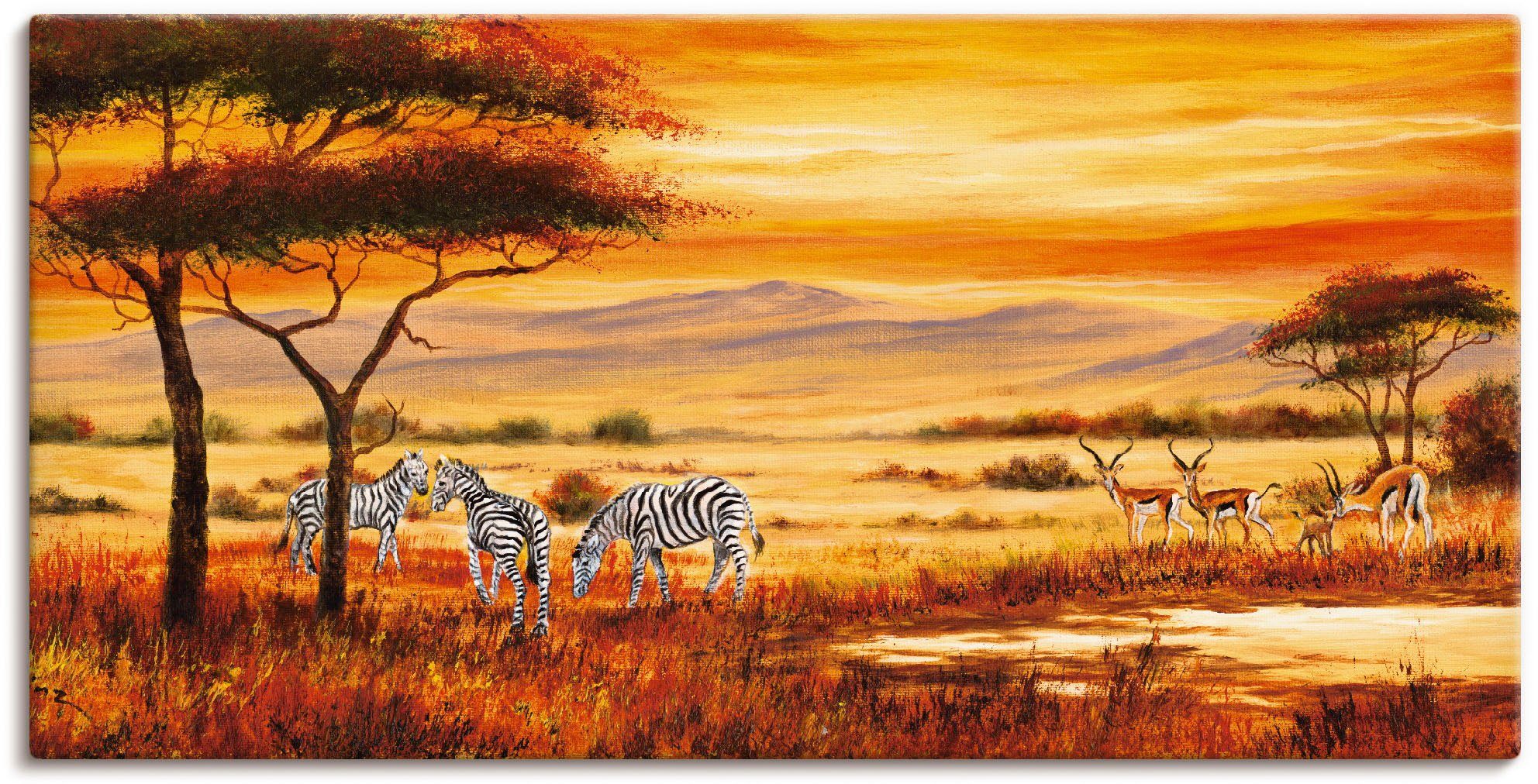 Artland Artprint Afrikaans landschap I als artprint op linnen, poster, muursticker in verschillende maten foto schilderijen maat 100 cm x 50 cm bruin
