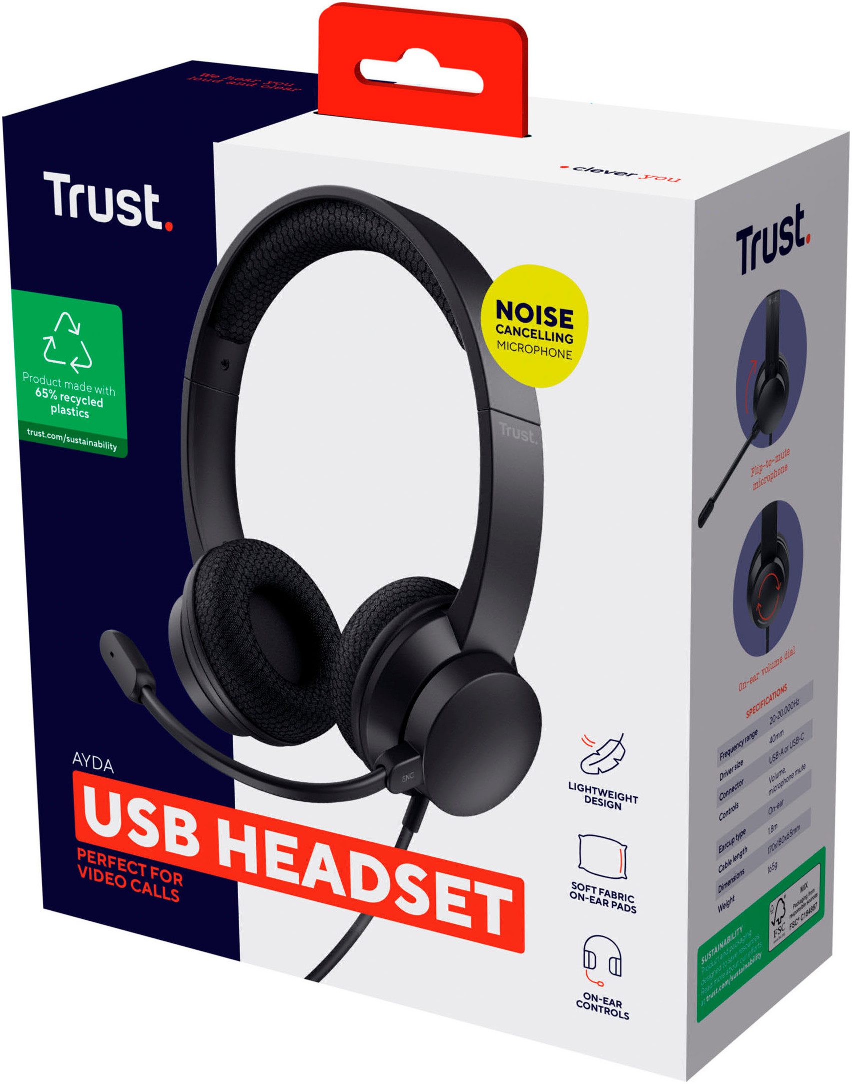 Trust Gaming-headset Ayda USB-ENC hoofdtelefoon voor PC