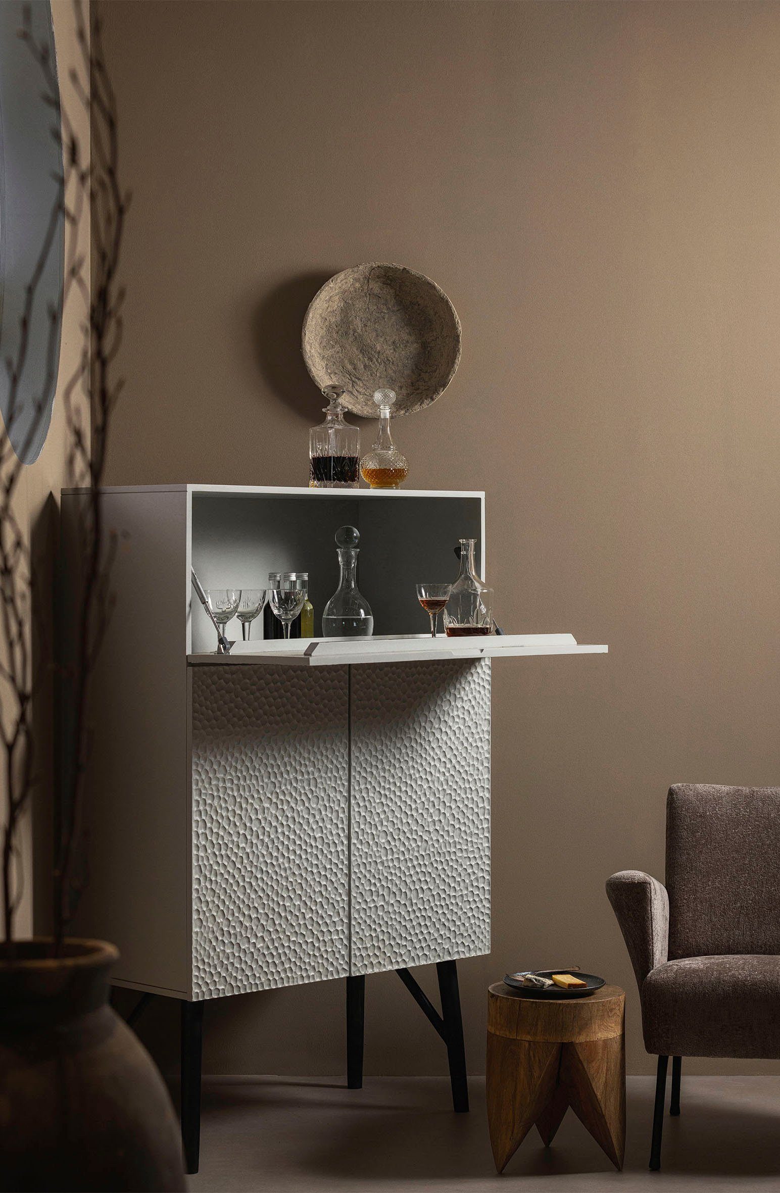 WOOOD Barmeubel Carve met grafische patronen, breedte 90 cm