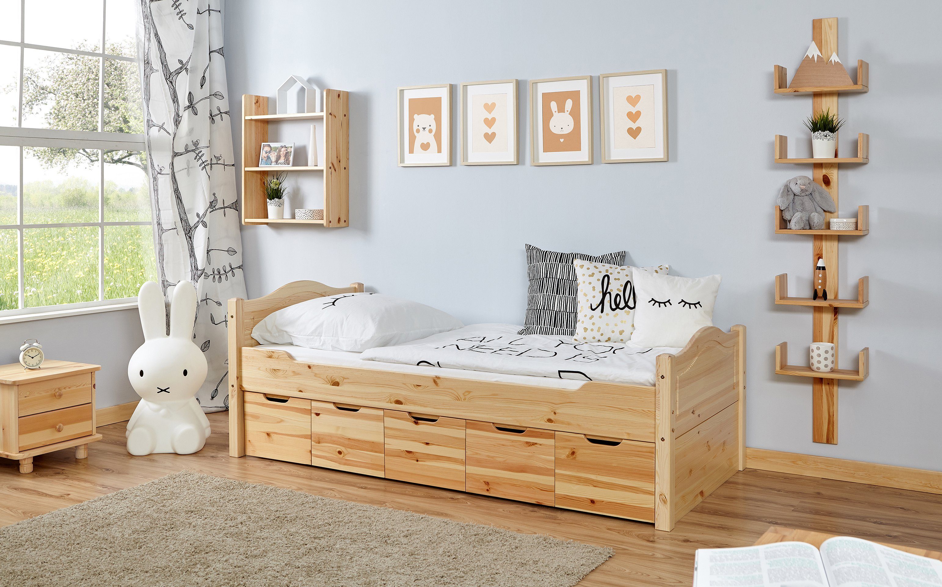 Ticaa Slaapbank Leni met 5 laden bedden beige