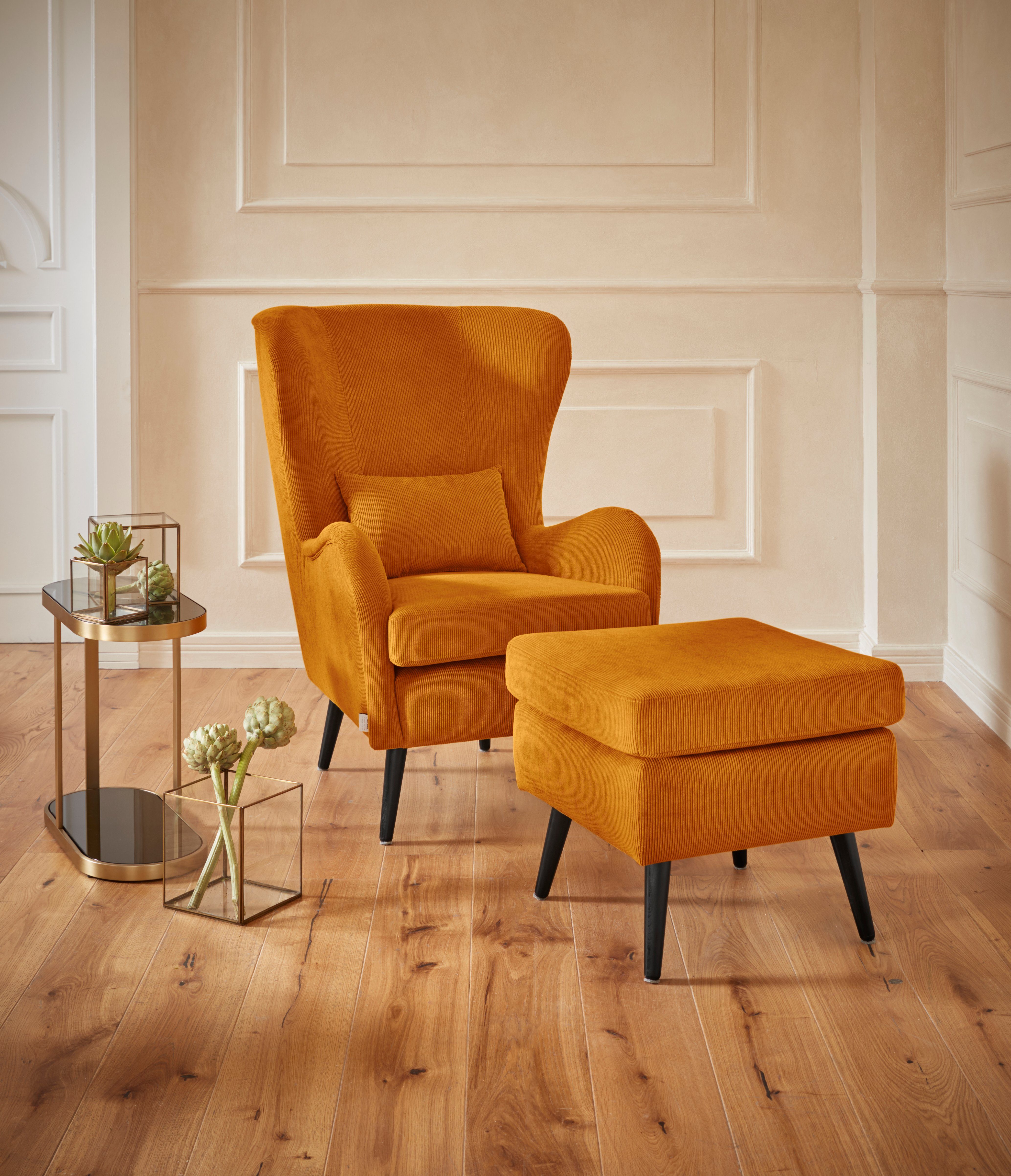 Guido Maria Kretschmer Home&Living Fauteuil Salla naar keuze met of zonder hocker, grote fauteuil: afm. bxdxh: 78x94x118 cm, overtrekstof ook in luxe-microvezel in imitatiebont-loo