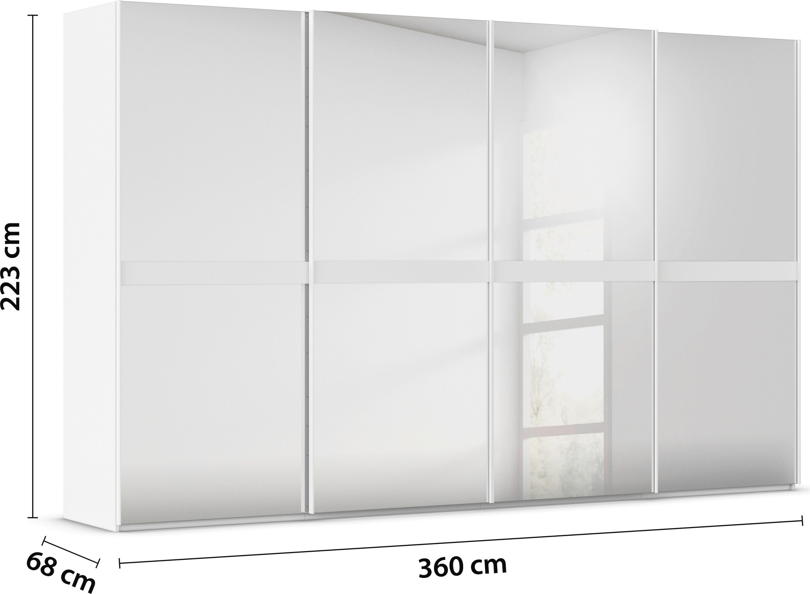 rauch Schuifdeurkast Kledingkast kast garderobe slaapkamerkast SCALE-LINE edel uiterlijk met buikband in corpuskleur spiegelfront made in germany