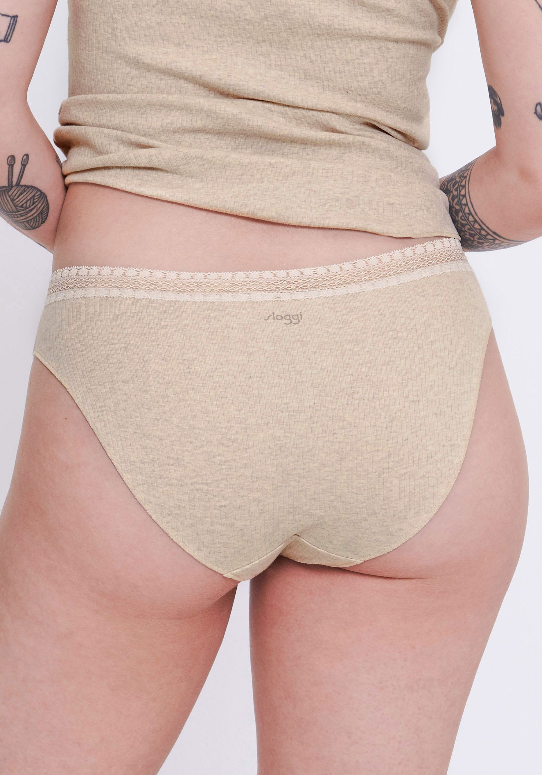 Sloggi Slip GO Ribbed R Tai C2P zachte ribstof met kantafwerking (2 stuks Set van 2)
