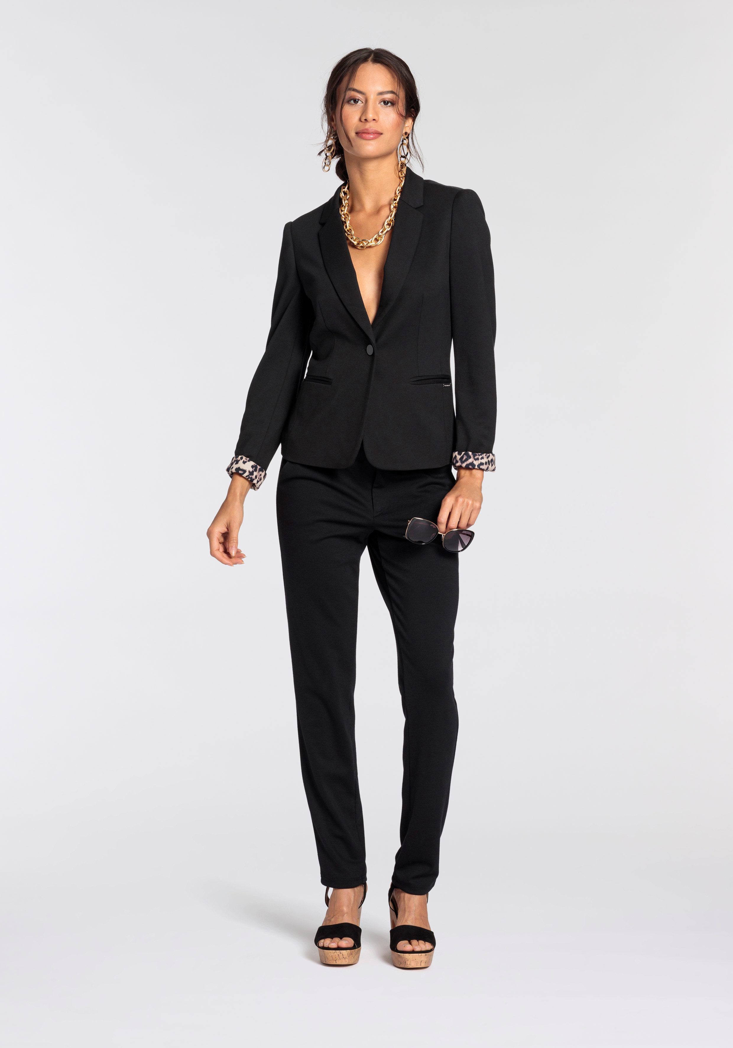 Bruno Banani Korte blazer Leeuwenprint voering