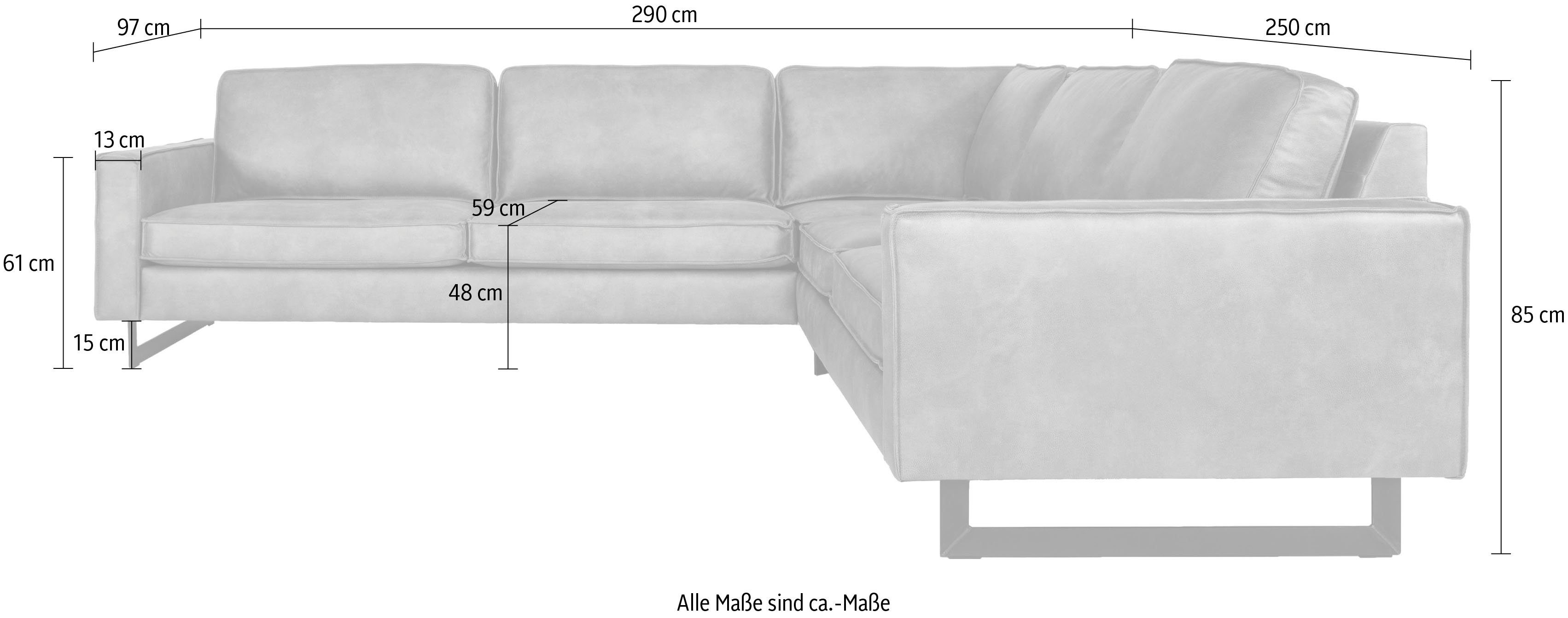 Places of Style Hoekbank Pinto, XXL, 250/290 cm, lange arm, ottomane Cord, fijncord, luxe-microvezel leer en chenille