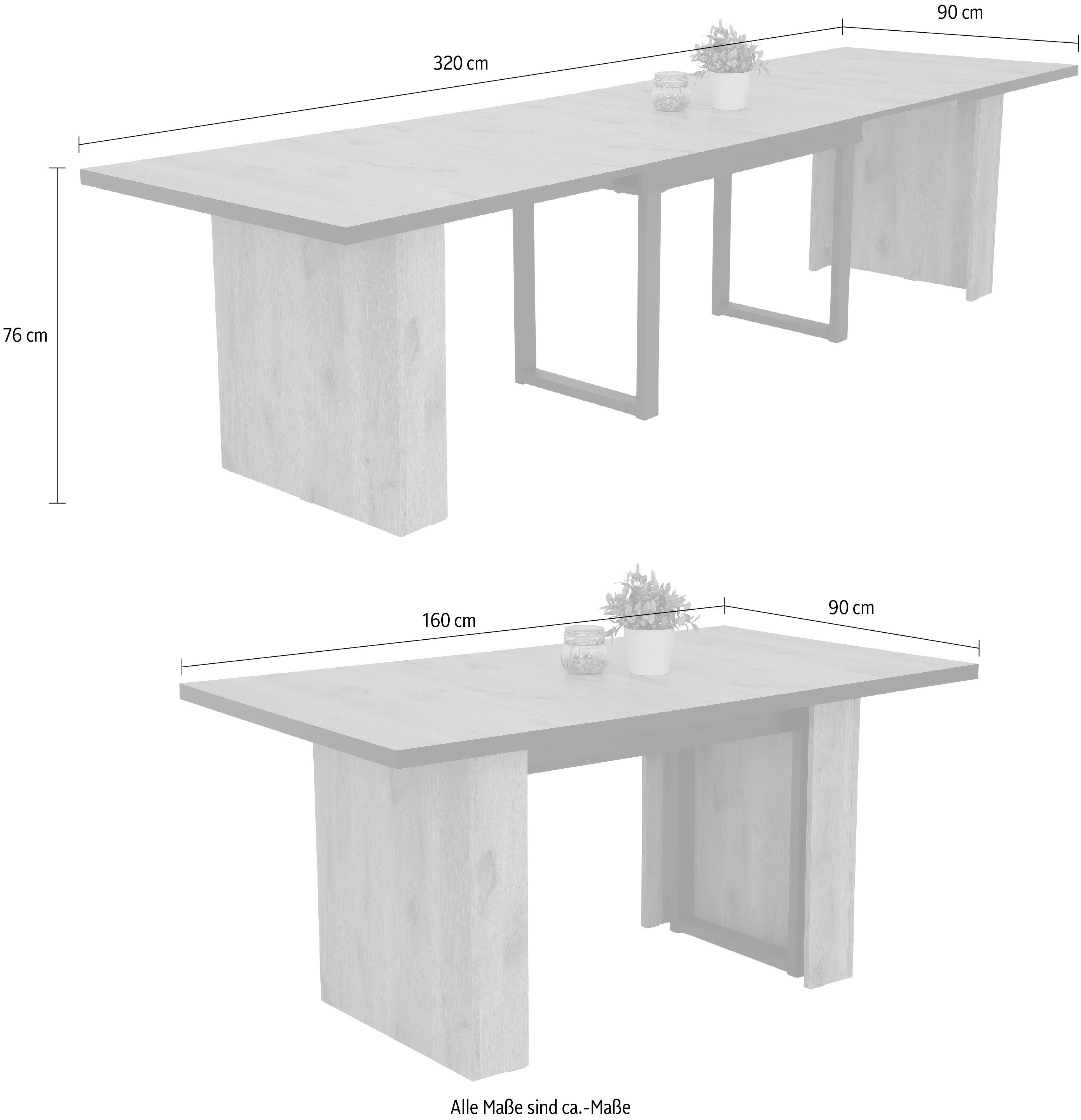 HELA Coulissen-eettafel ANNI Eettafel, 4-voudige lade, tot 320cm breedte,