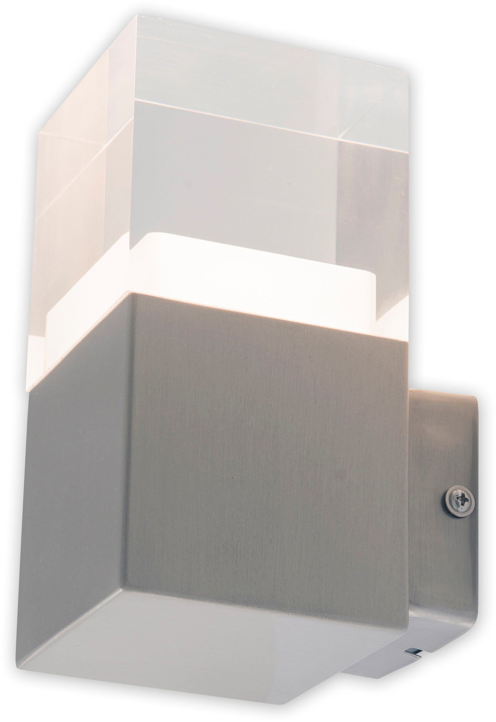 näve Ledwandlamp voor buiten Leah Roestvrij staal / kunststof in blank metaal/opaal incl. 15x led warmwit IP44 (1 stuk)
