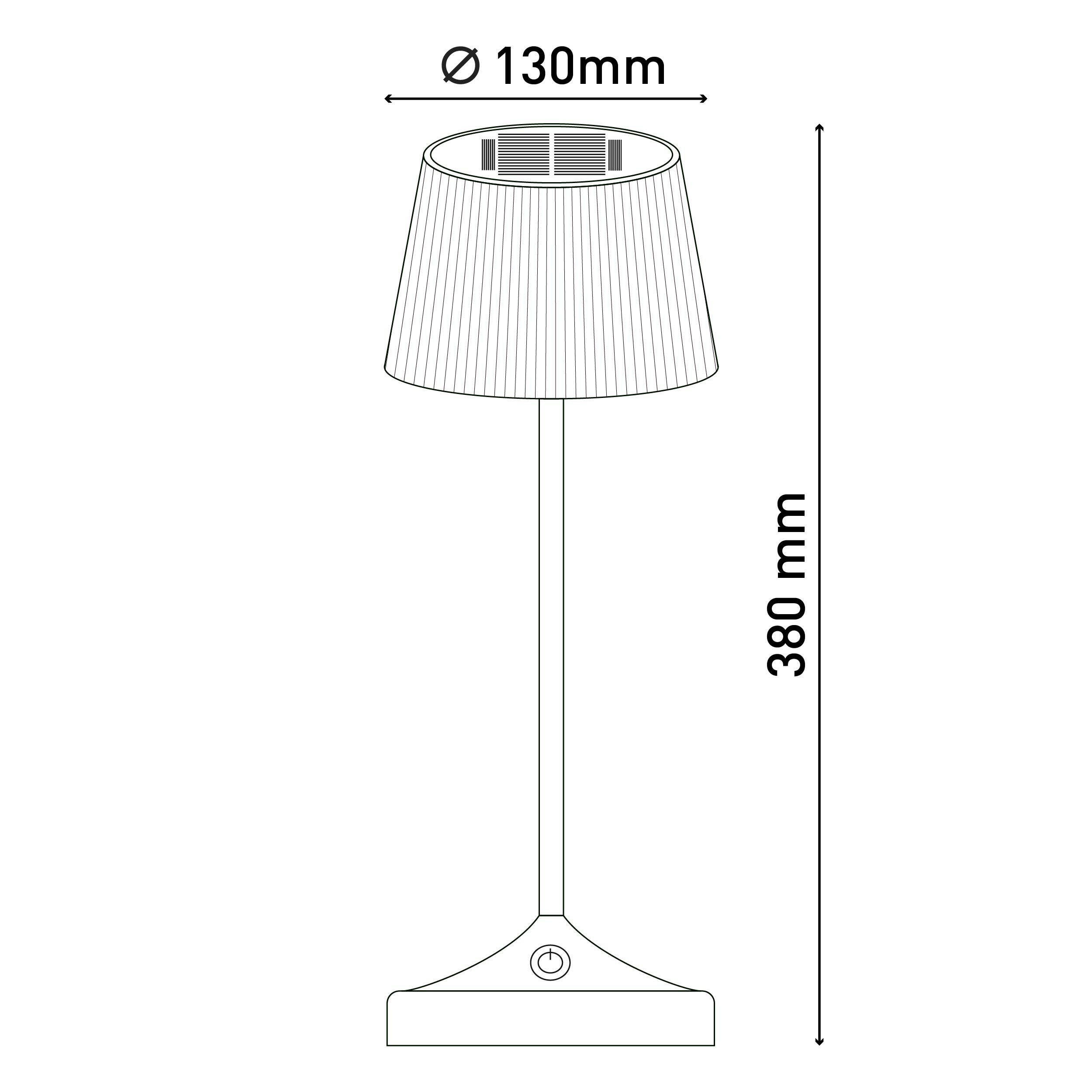 näve Led-tafellamp Zonne-lamp / acculamp "EMMI" Zonne-energie, accubedrijf, CCT, aanraaksensor, accutafellamp (1 stuk)