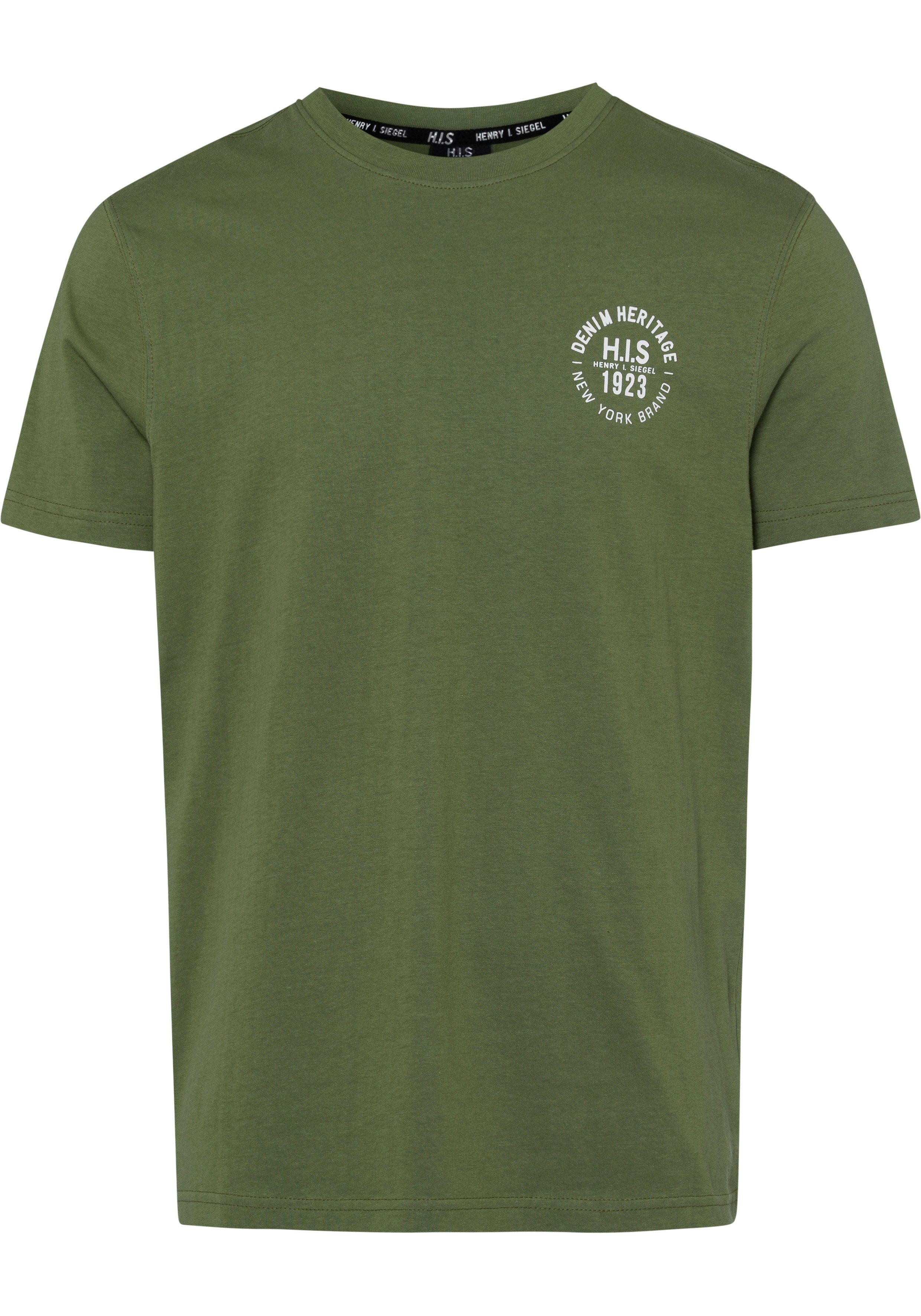H.I.S T-shirt smal gesneden, bedrukt ontwerp, van 100% katoen (3-delig, Set van 3)