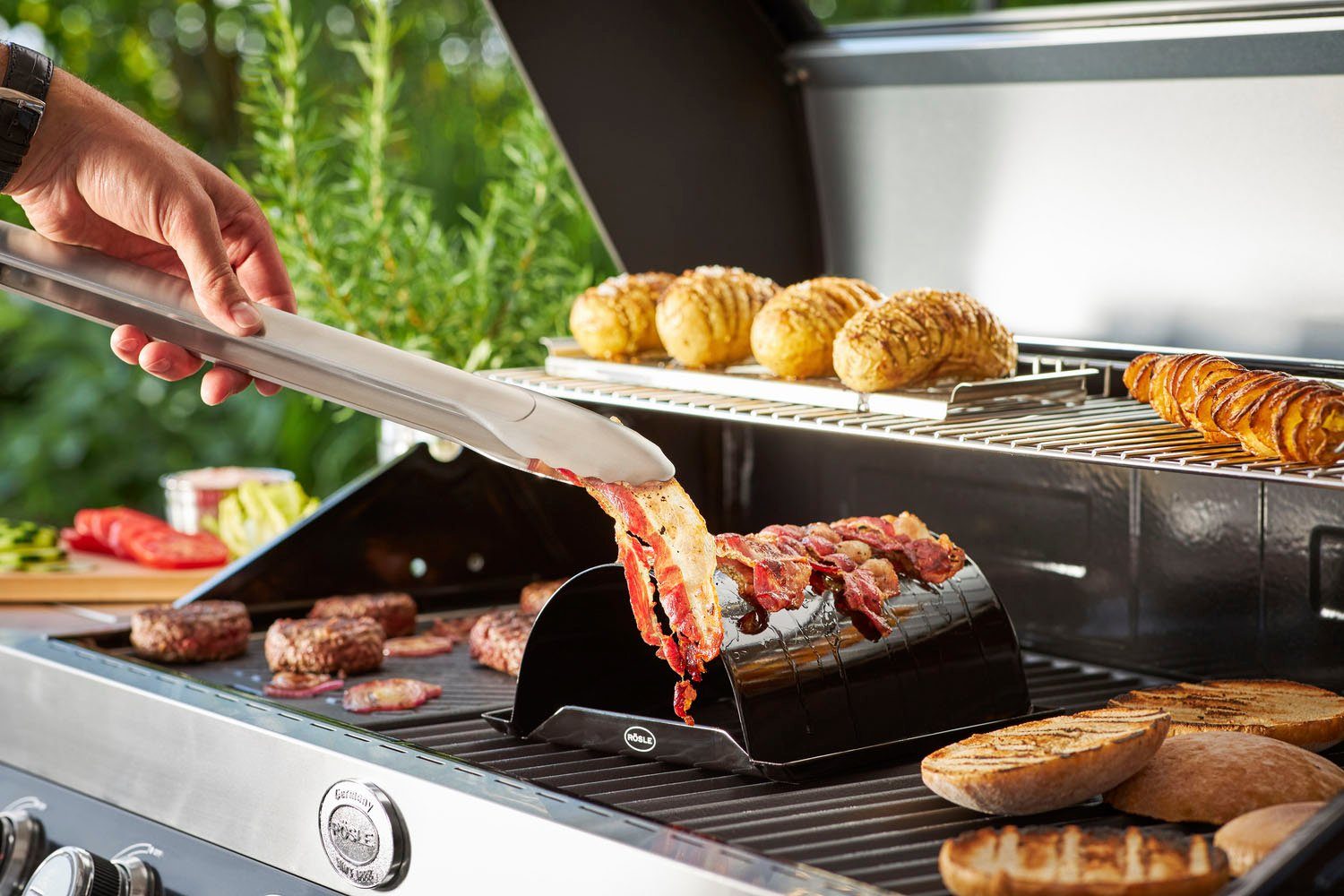 ROESLE Barbecuetang Barbecue, 25054 met gepatenteerd sluitingssysteem, 43 cm, roestvrij staal 18/10