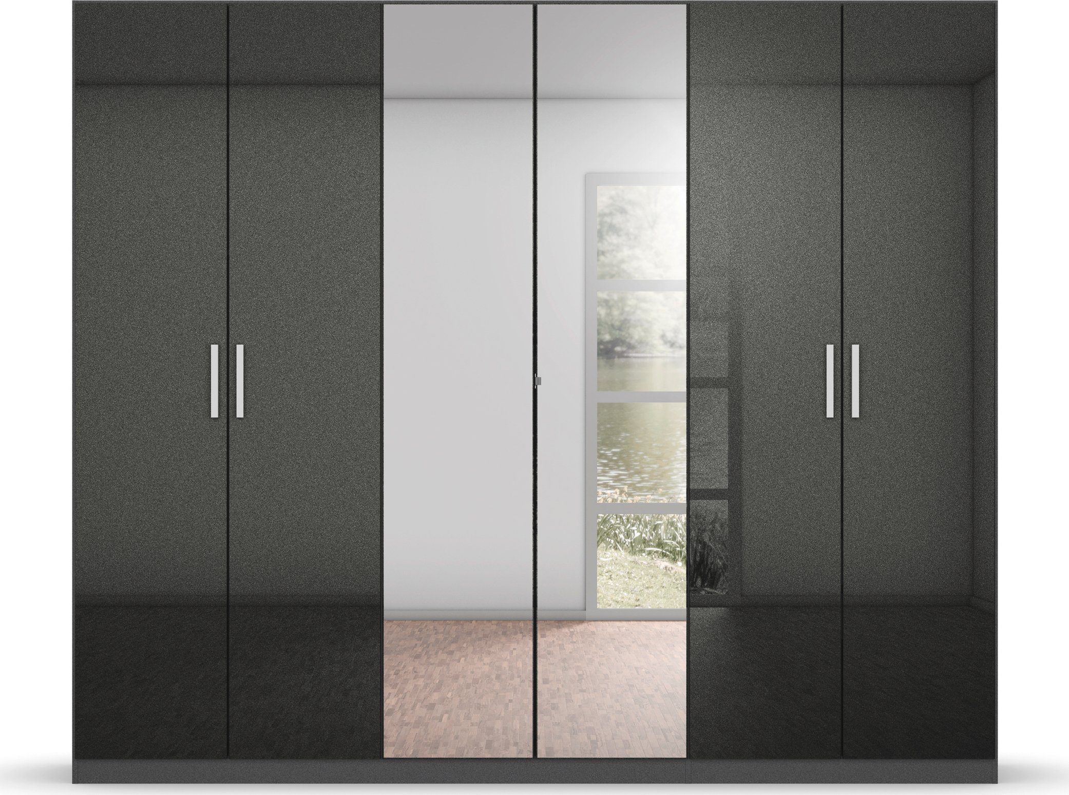 rauch Draaideurkast Koluna Hoogglansfront met spiegel, inclusief 2 lades en extra planken