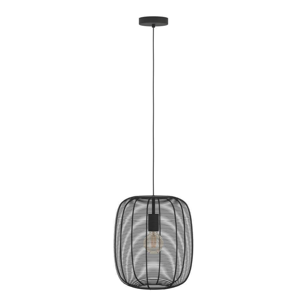 EGLO Hanglamp RINROE Pendellampe, Stahl, E27, IP20, Vintage, Wohnzimmerlampe, Lampe Hanglamp, eetkamerlamp, metaal, zwart, hanglamp, Ø 32,5 cm (1 stuk)