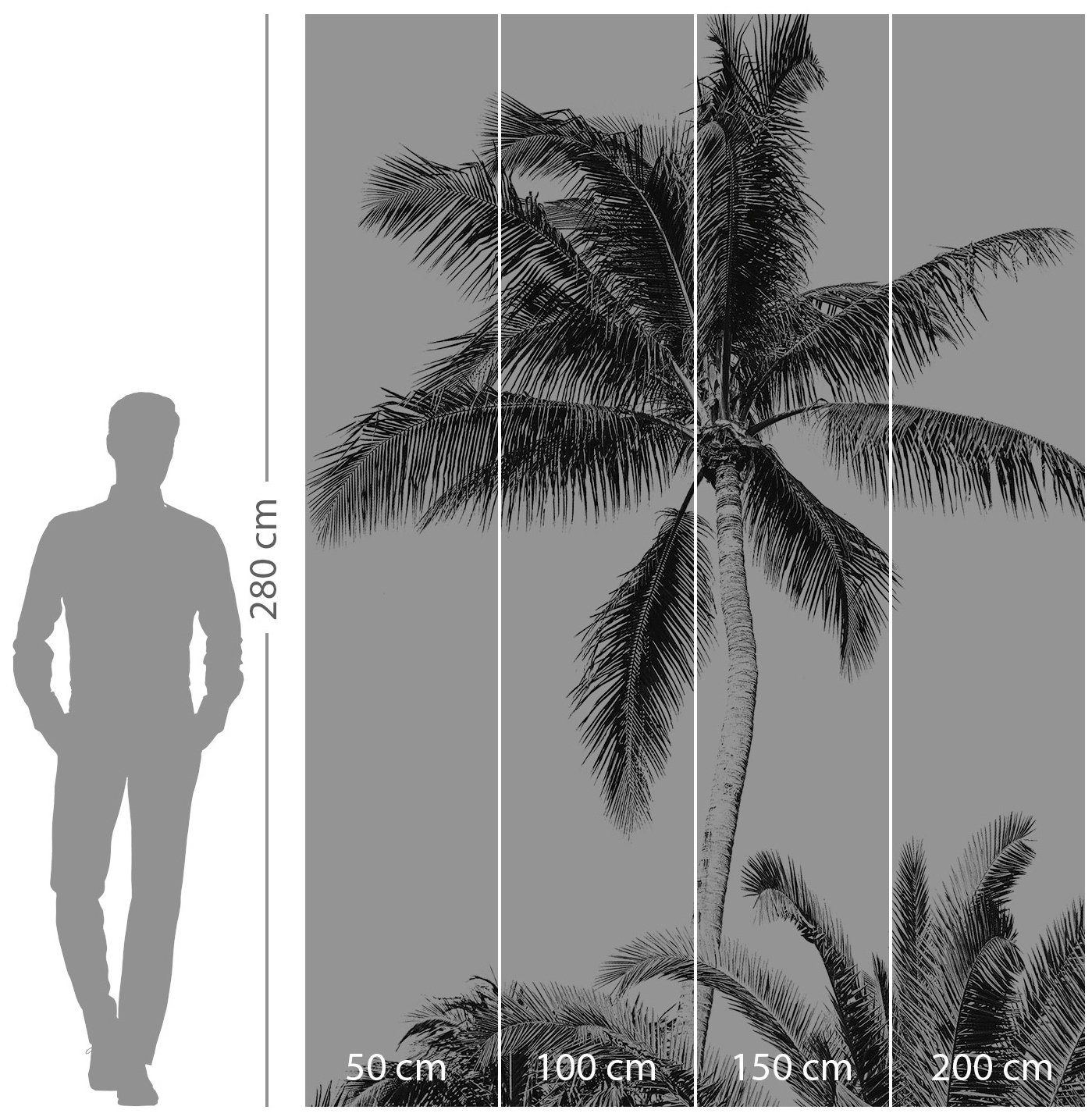 Komar Vliesbehang Digitale print vlies - Retro Palm - Afmeting 200 x 280 cm