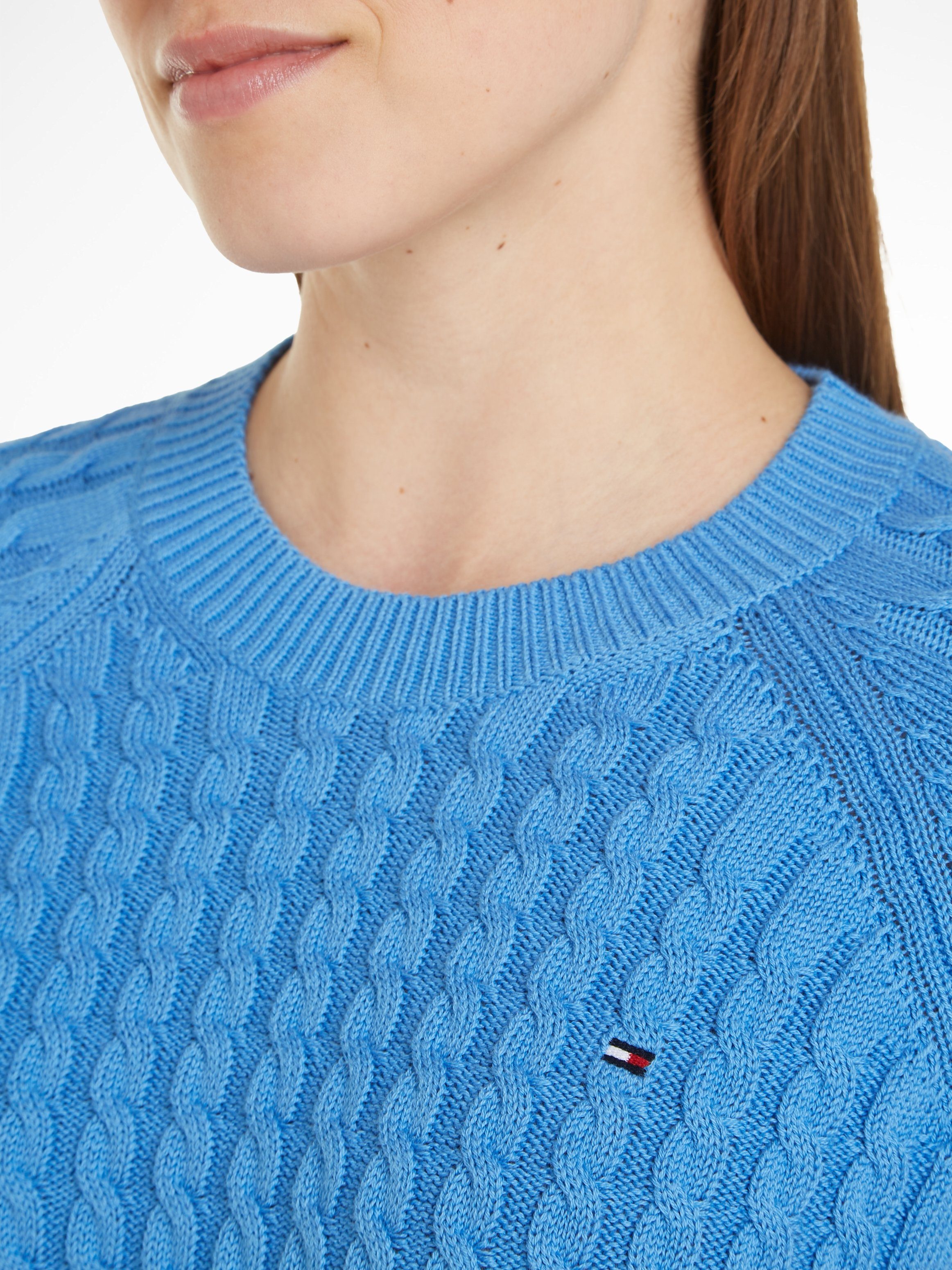 Tommy Hilfiger Trui met ronde hals CO CABLE C-NK SWEATER met all-over kabelpatroon