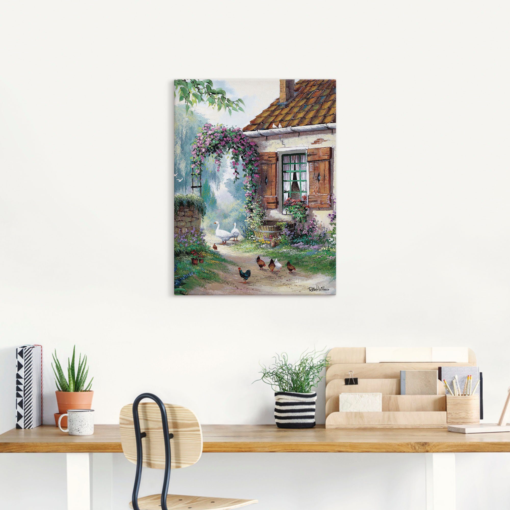 Artland Artprint op linnen De boerderij gespannen op een spieraam
