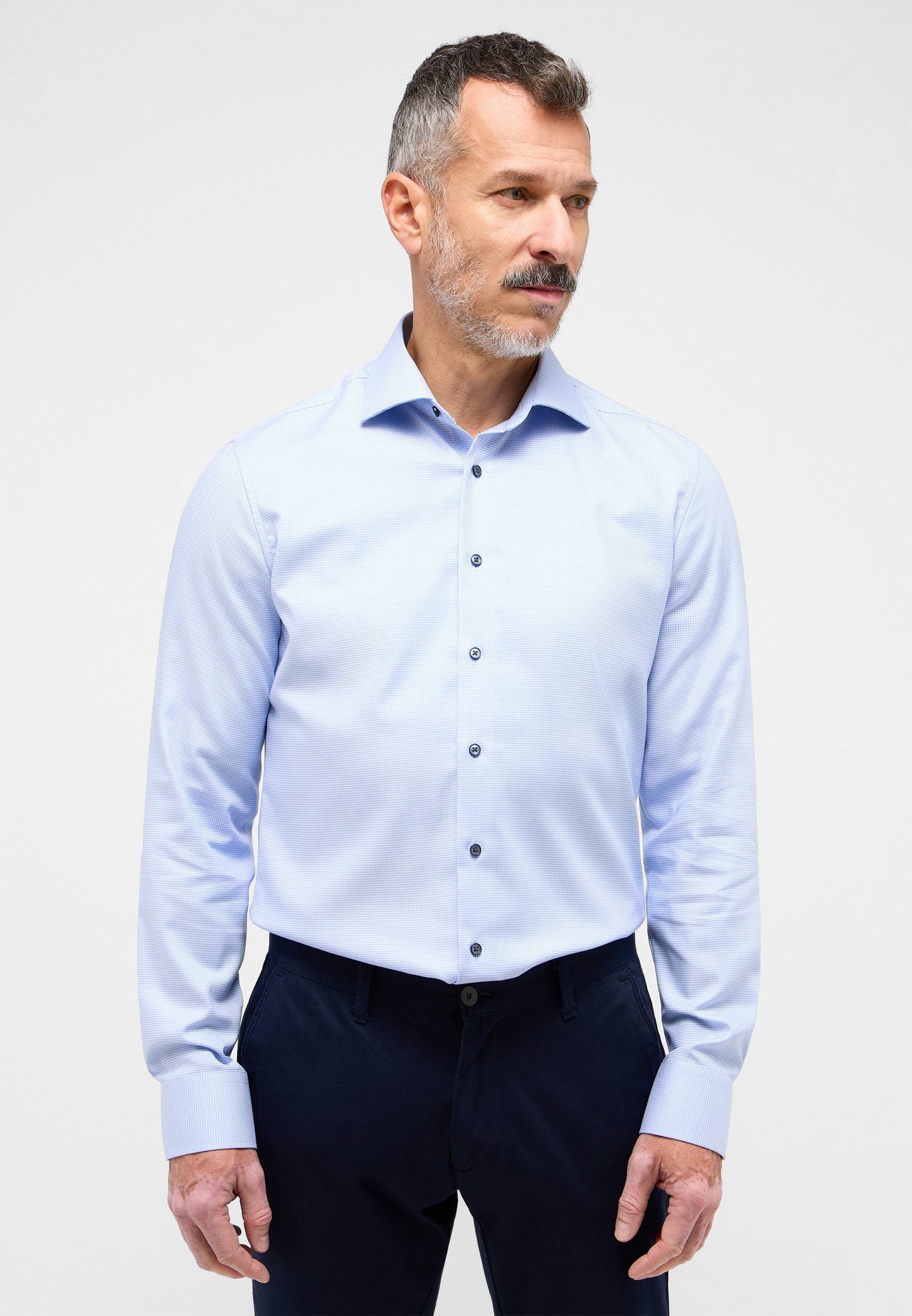 Eterna Slim Fit Slim fit zakelijk overhemd met structuurmotief