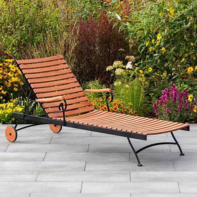 MERXX Ligstoel Kasteeltuin ligbed Plaatstaal met eucalyptushout (1 stuk)