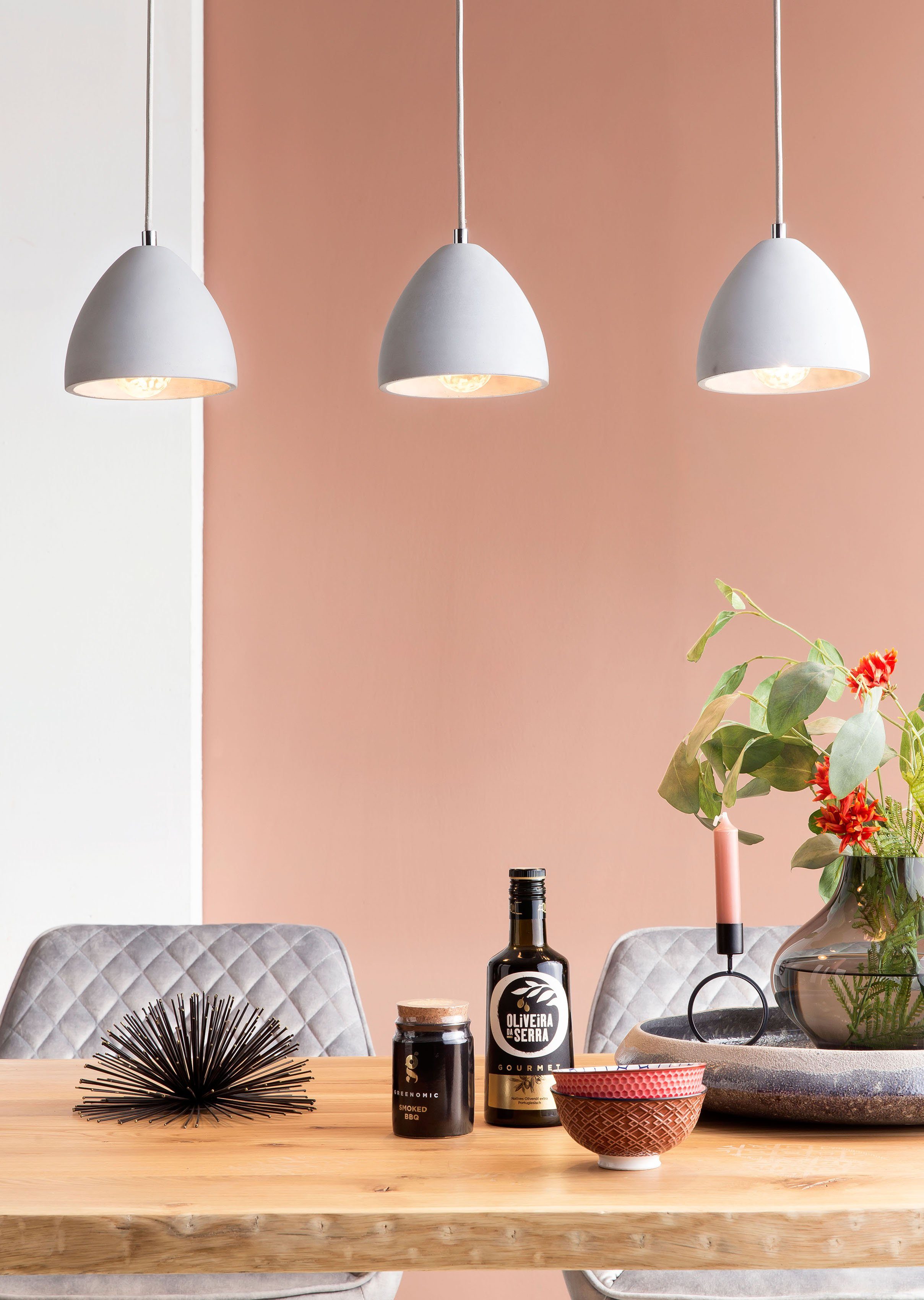 SalesFever Hanglamp Nora 3x lampenkappen van beton