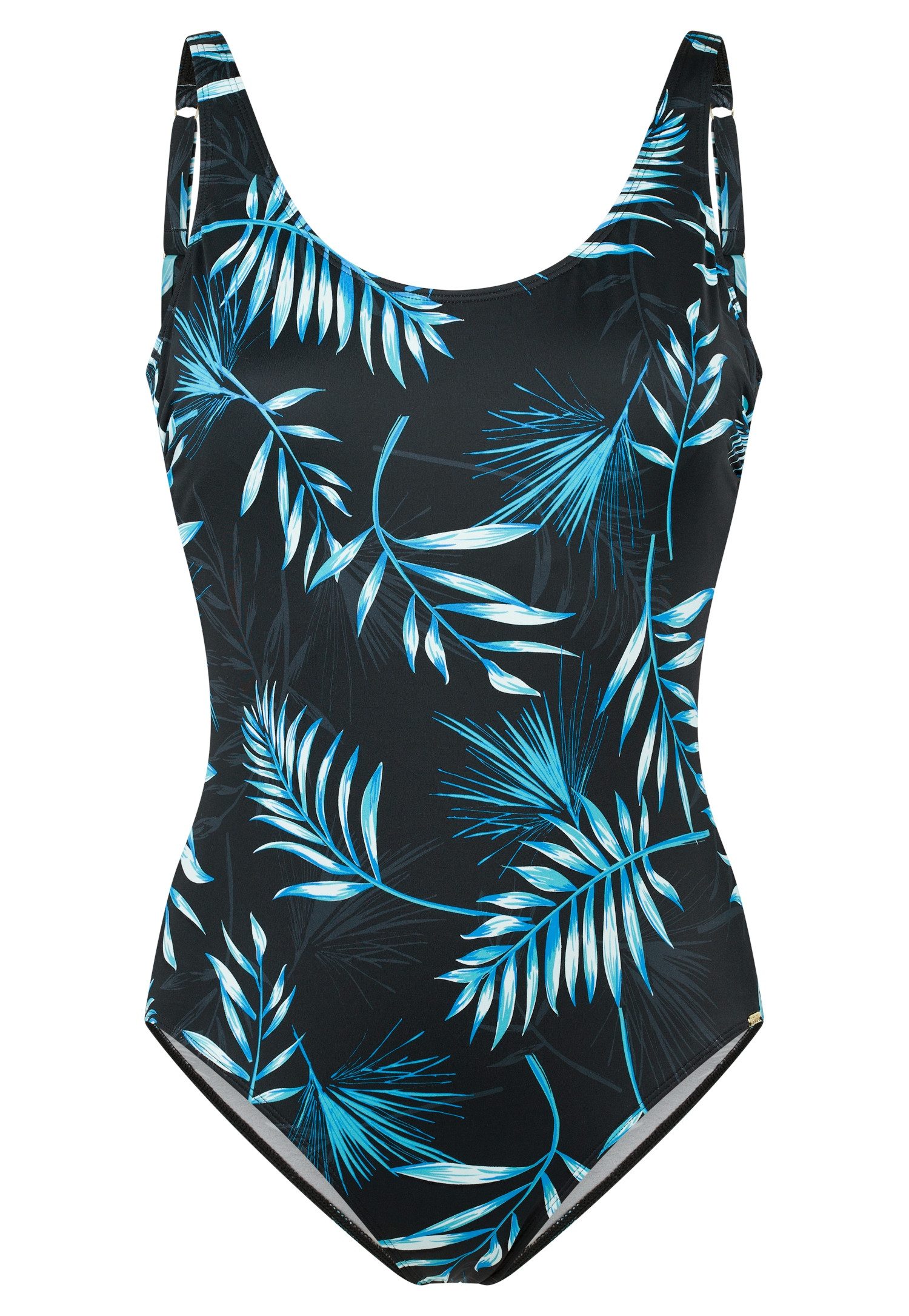 Schiesser Badpak Aqua met palmbladpatroon, sportieve pasvorm