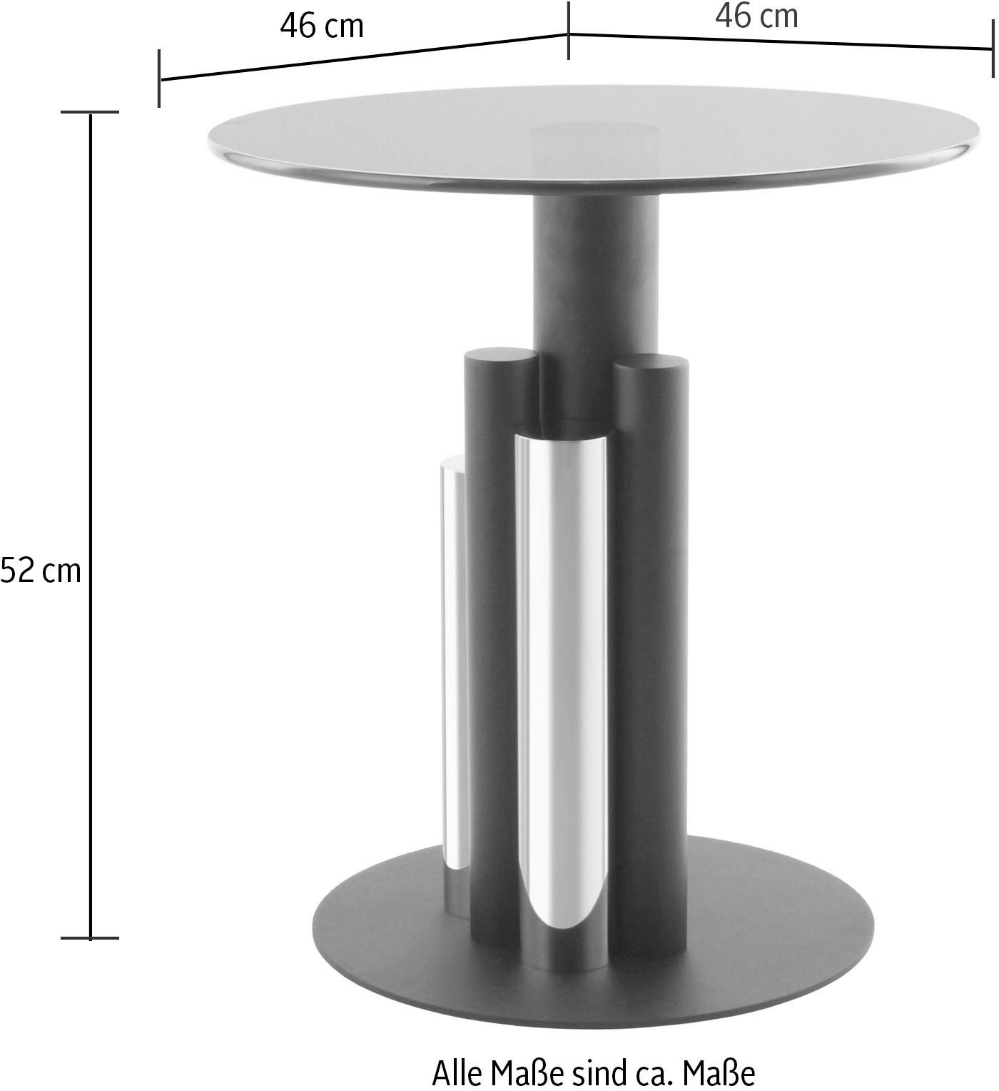 Kayoom Bijzettafel Ontario 225, ronde glasplaat van veiligheidsglas, 100% roestvrijstaal (1 stuk)