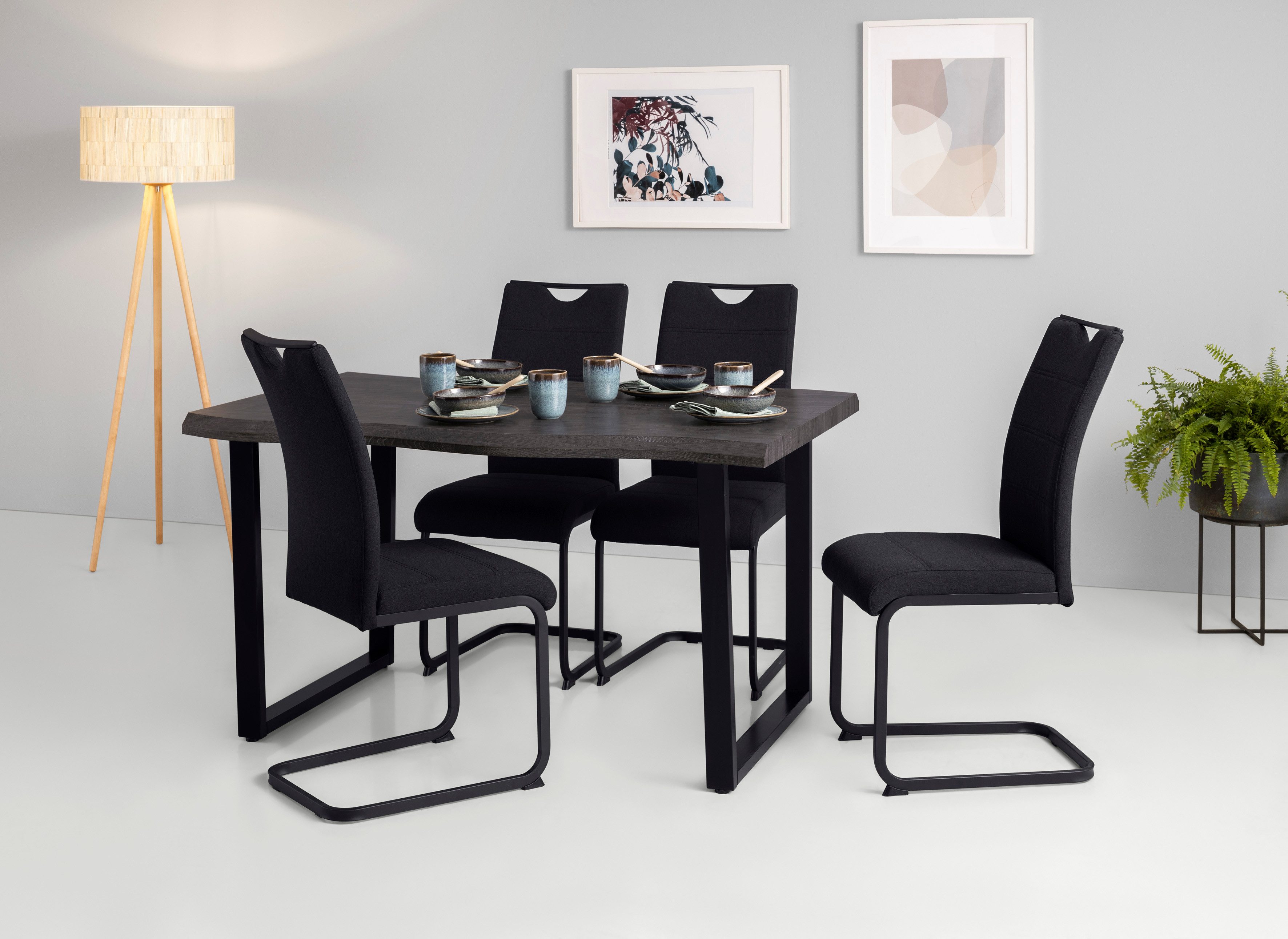 HELA Eethoek Giselle Eettafel U-frame metaal, tafelblad met boomrand, OTTOs Choice (set,...