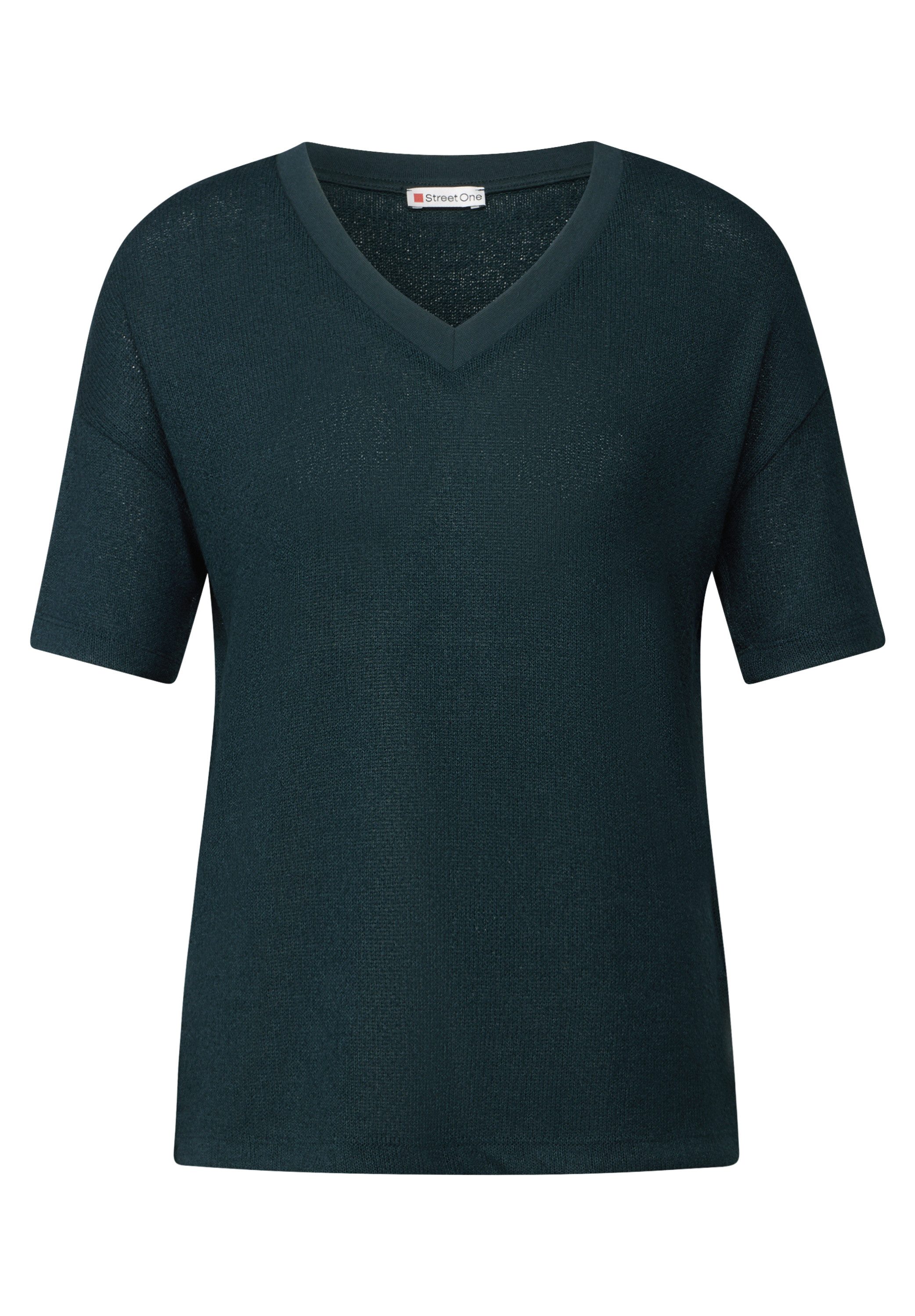 STREET ONE T-shirt in brei-look met v-hals