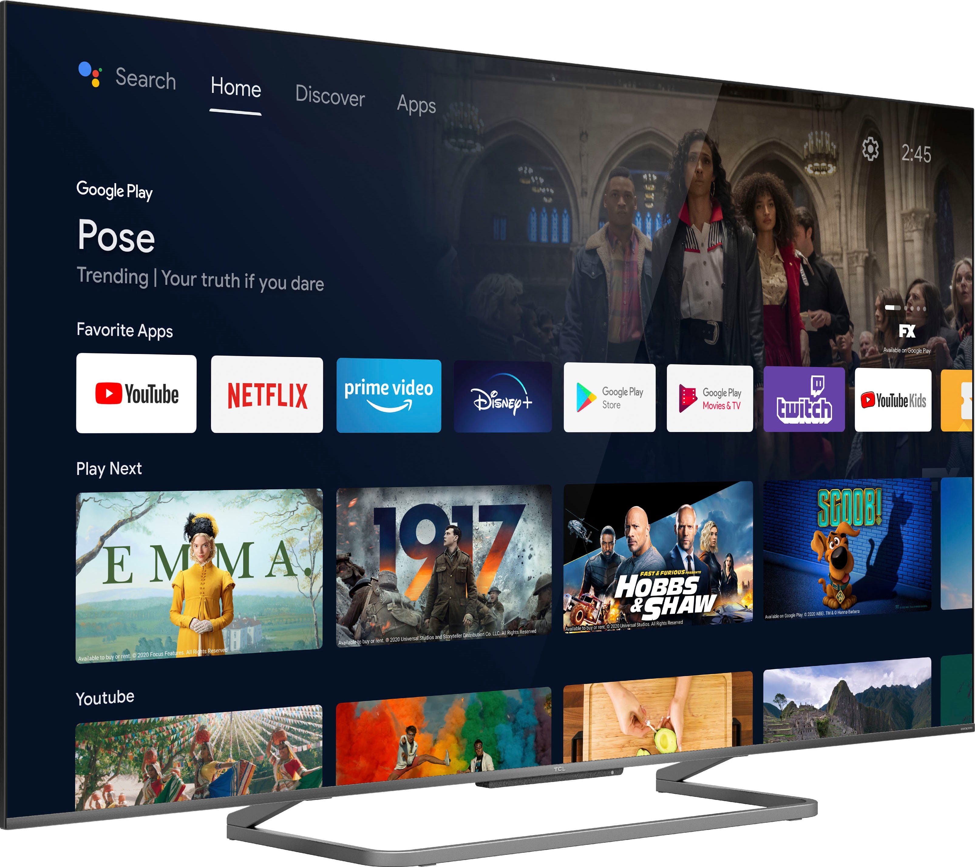 TCL QLED-TV 65C728X1, 164 cm / 65", 4K Ultra HD, Smart TV - Android TV, Android 11, Onkyo-geluidssysteem, gaming tv