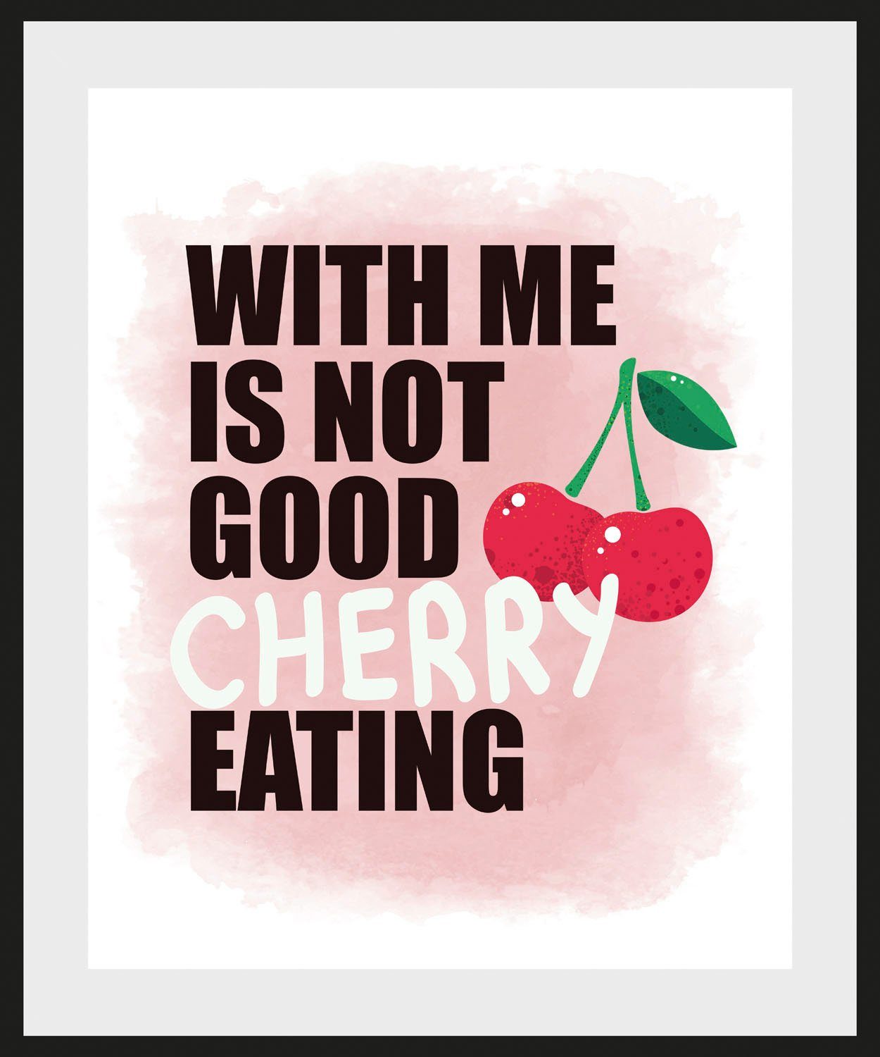 queence Wanddecoratie Cherry HD premium posterdruk incl. houten lijst (1 stuk)
