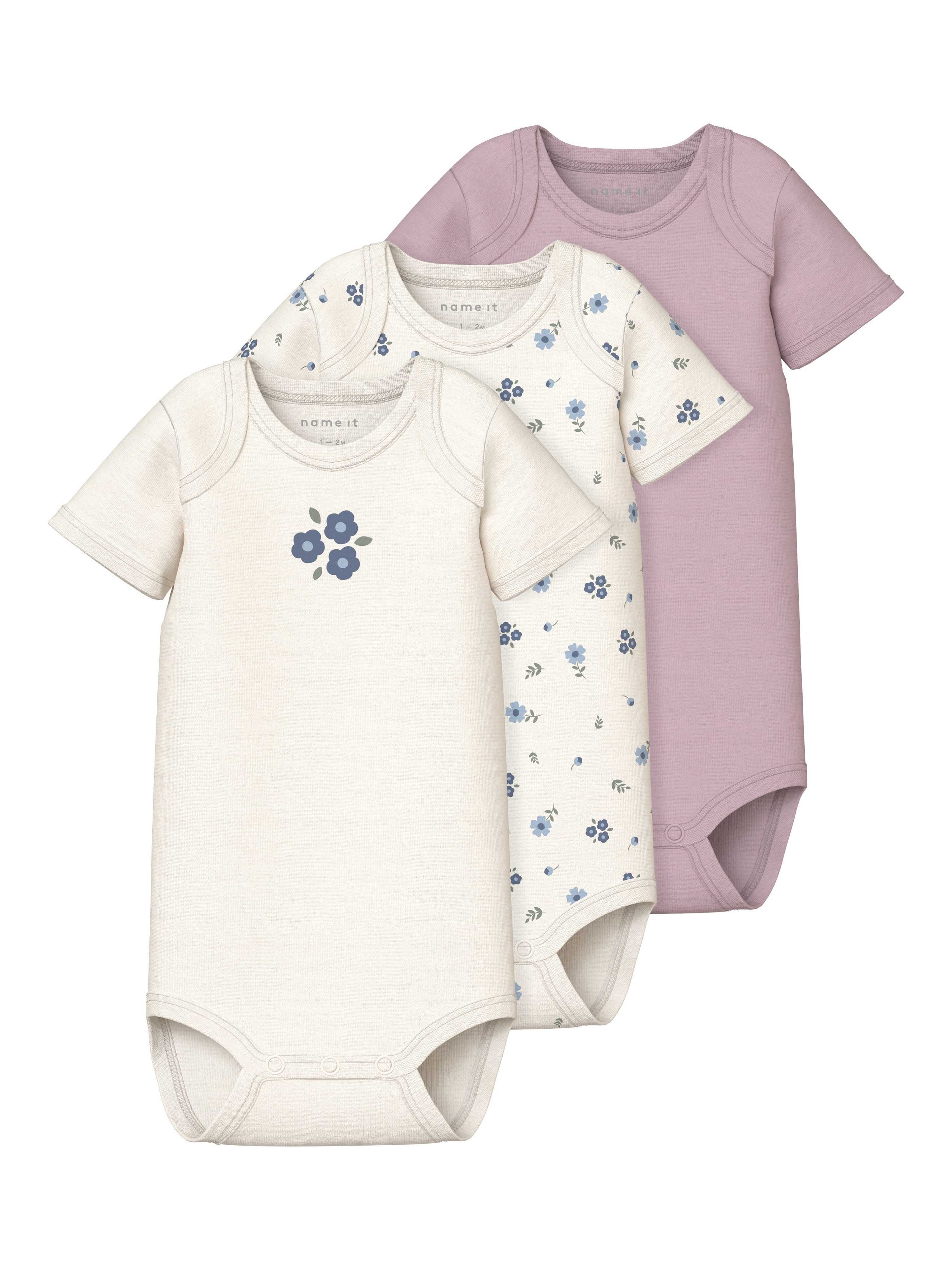 Name It Body NBFBODY 3P SS JET STREAM FLOWER NOOS (set, 3-delig)